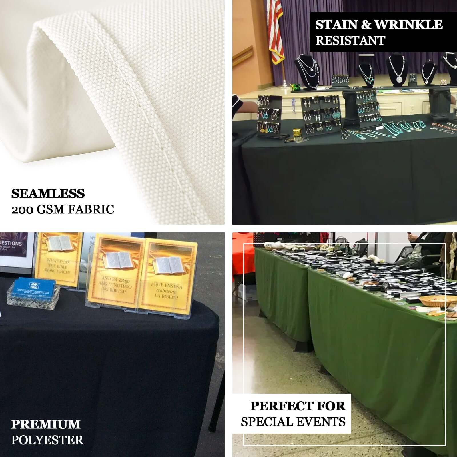 Fitted Polyester 96"x30" Rectangle Tablecloth Red - Durable and Easy to Maintain Table Cover - Image 9