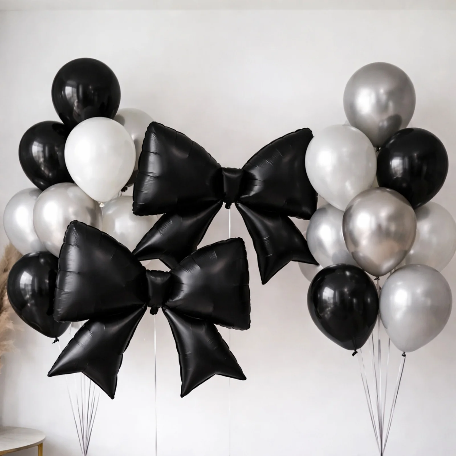 10 Pack Giant Decorative Foil Bow Balloons – Matte Black Party Balloons for Backdrop, Photo Booth & Event Styling, 29″ x 27″ Inflated - Image 6
