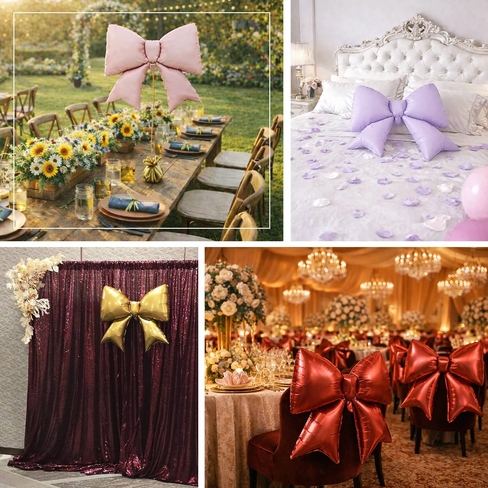 10 Pack Giant Decorative Foil Bow Balloons – Matte Gold Party Balloons for Backdrop, Photo Booth & Event Styling, 29″ x 27″ Inflated - Image 4