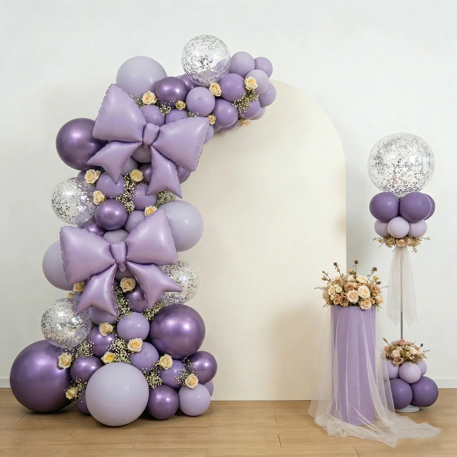 10 Pack Giant Decorative Foil Bow Balloons – Matte Lavender Lilac Party Balloons for Backdrop, Photo Booth & Event Styling, 29″ x 27″ Inflated - Image 9