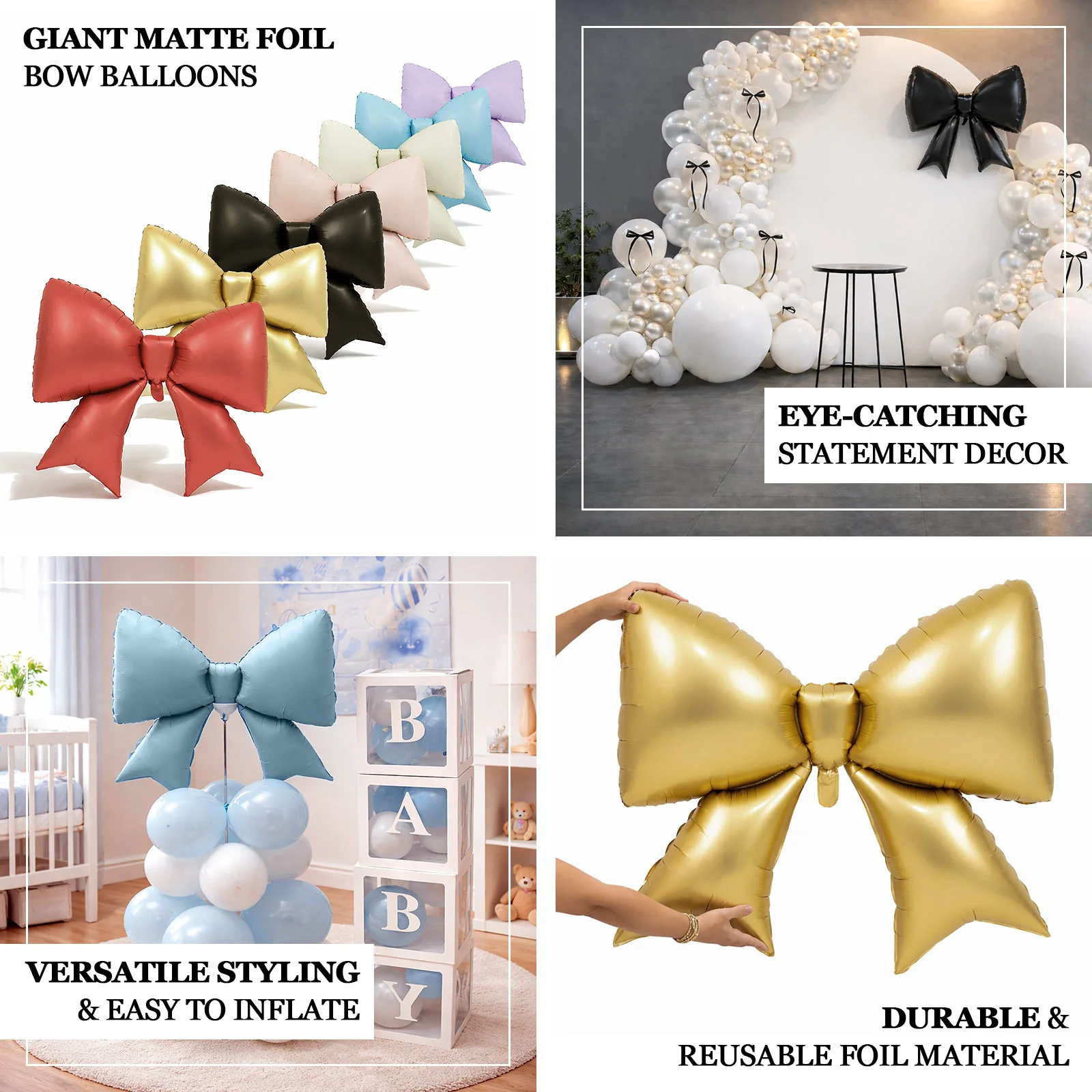 10 Pack Giant Decorative Foil Bow Balloons – Matte Light Blue Party Balloons for Backdrop, Photo Booth & Event Styling, 29″ x 27″ Inflated - Image 5