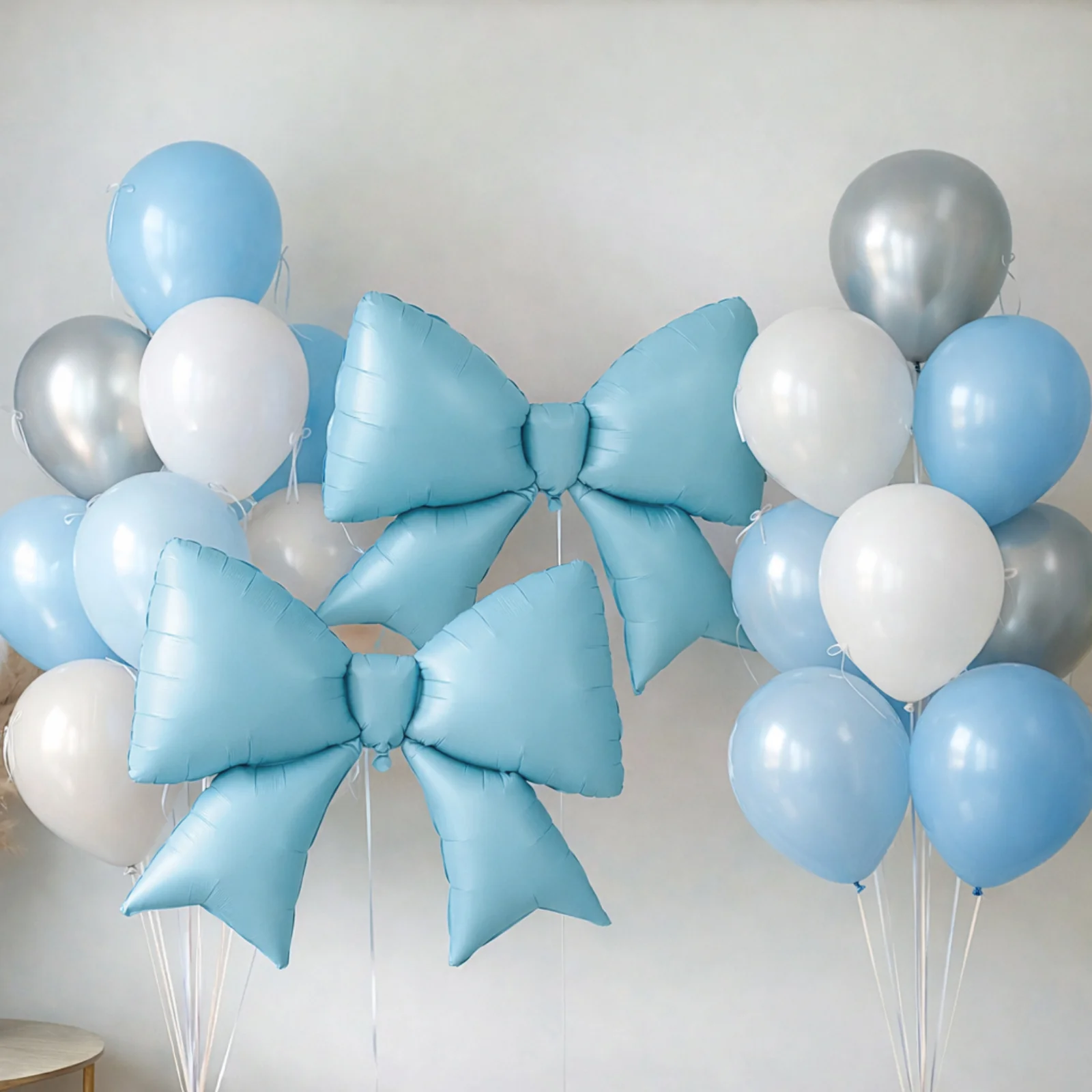 10 Pack Giant Decorative Foil Bow Balloons – Matte Light Blue Party Balloons for Backdrop, Photo Booth & Event Styling, 29″ x 27″ Inflated - Image 6