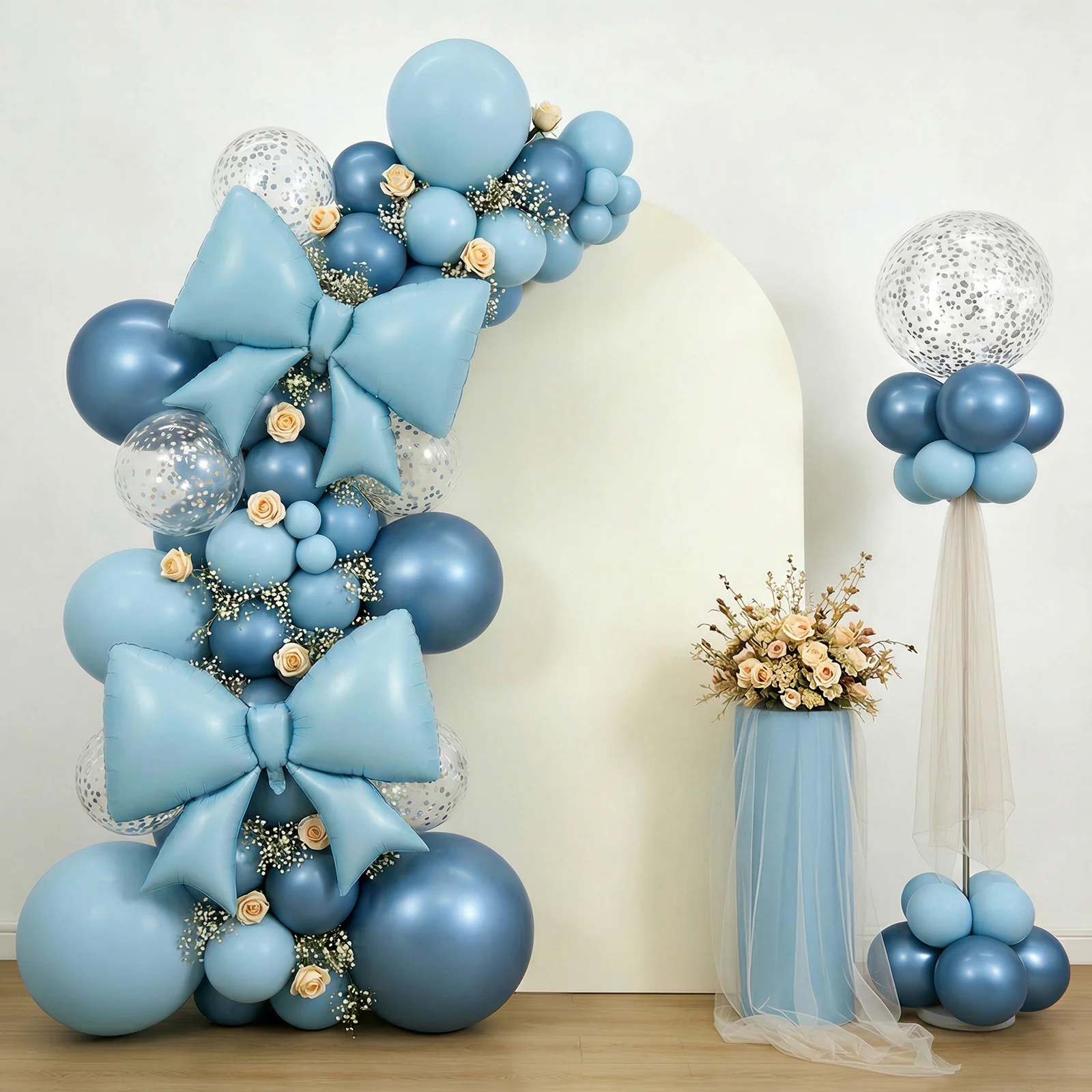 10 Pack Giant Decorative Foil Bow Balloons – Matte Light Blue Party Balloons for Backdrop, Photo Booth & Event Styling, 29″ x 27″ Inflated - Image 9