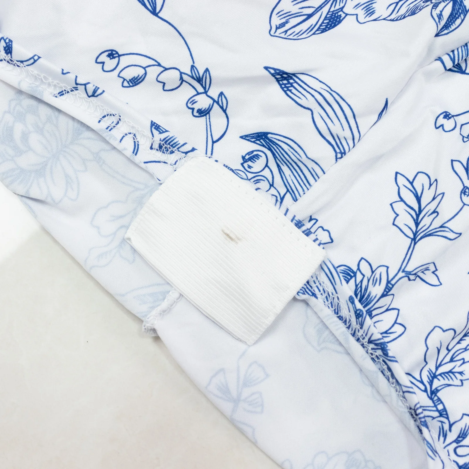 Spandex Round Cocktail Table Cover – Blue & White French Toile, 30" Highboy Stretch Fitted Tablecloth - Image 6