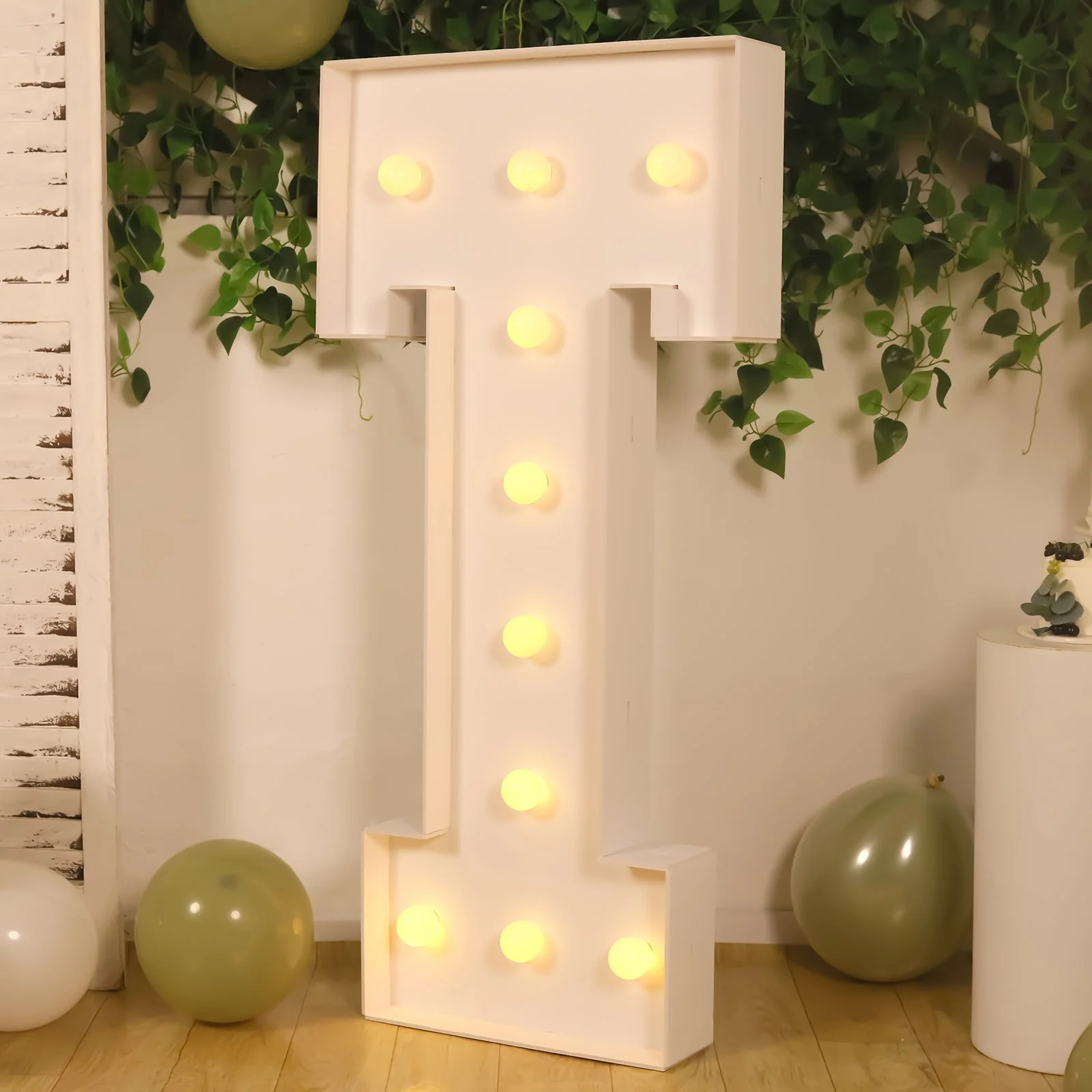 Giant LED Marquee Light Up Letter "T", White 4ft Pre-Cut Foam Board with 10 Warm White Battery Operated LEDs, Glue Gun and Sticks - Image 2