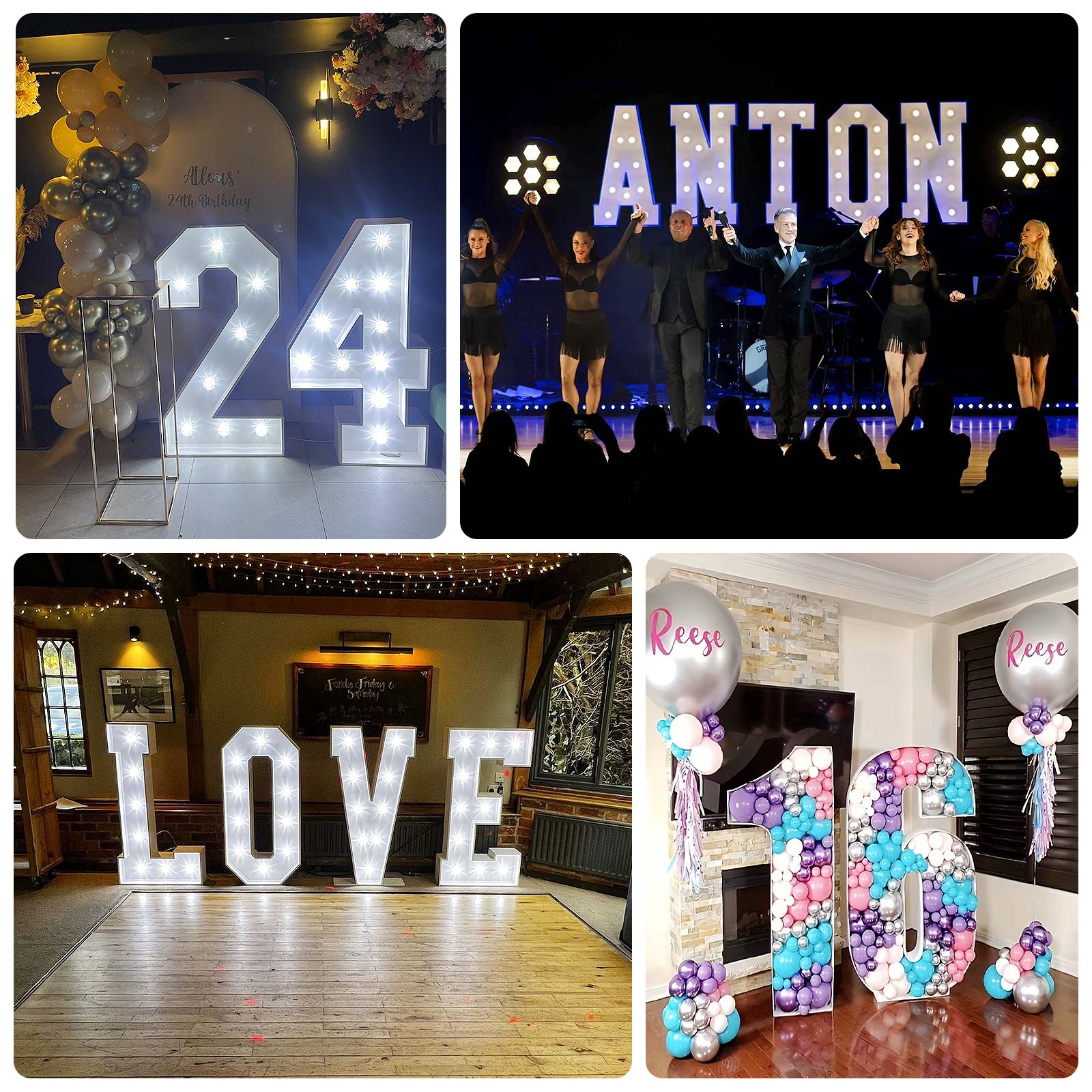 Giant LED Marquee Light Up Letter "T", White 4ft Pre-Cut Foam Board with 10 Warm White Battery Operated LEDs, Glue Gun and Sticks - Image 5