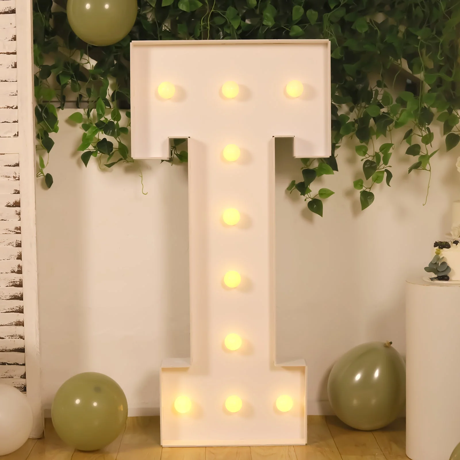 Giant LED Marquee Light Up Letter "T", White 4ft Pre-Cut Foam Board with 10 Warm White Battery Operated LEDs, Glue Gun and Sticks - Image 6