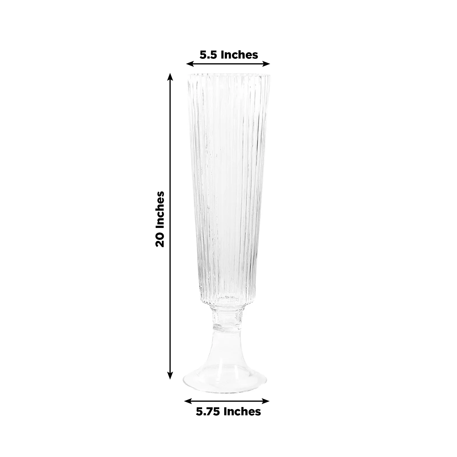 4-Pack Glass Trumpet Vases Ribbed Design Clear - Durable Flower Centerpieces for Events 20" - Image 3
