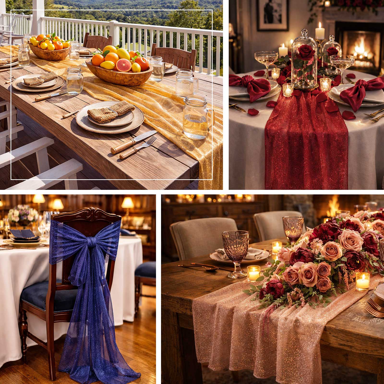 Glitter Gauze 27"x120" Table Runner Rose Gold - Sparkling Reusable Sheer Table Linen - Image 5