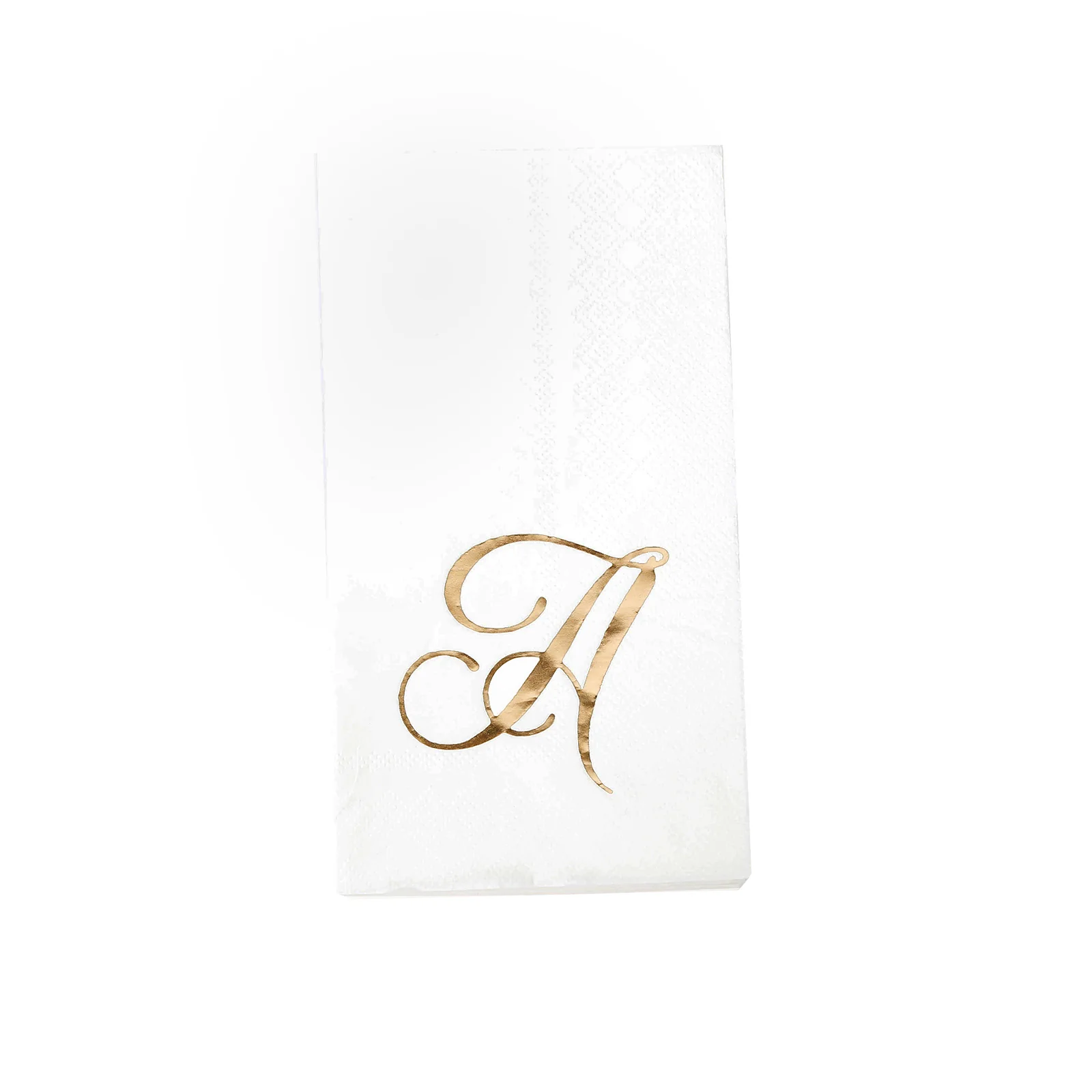 100 Paper Dinner Napkins White with Gold Foil Monogram "A" – 8"x4" Folded, Disposable Party Napkins - Image 2