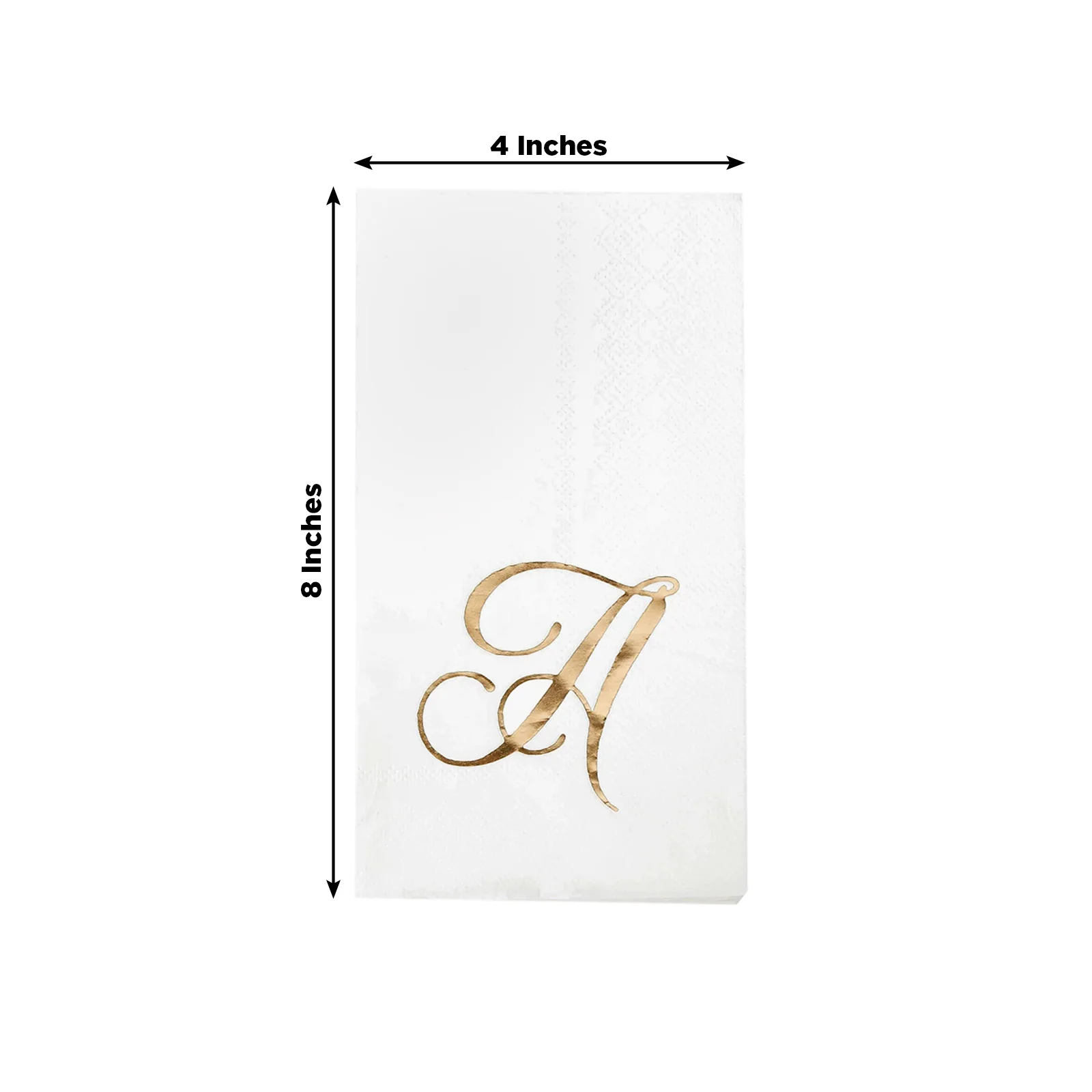 100 Paper Dinner Napkins White with Gold Foil Monogram "A" – 8"x4" Folded, Disposable Party Napkins - Image 3