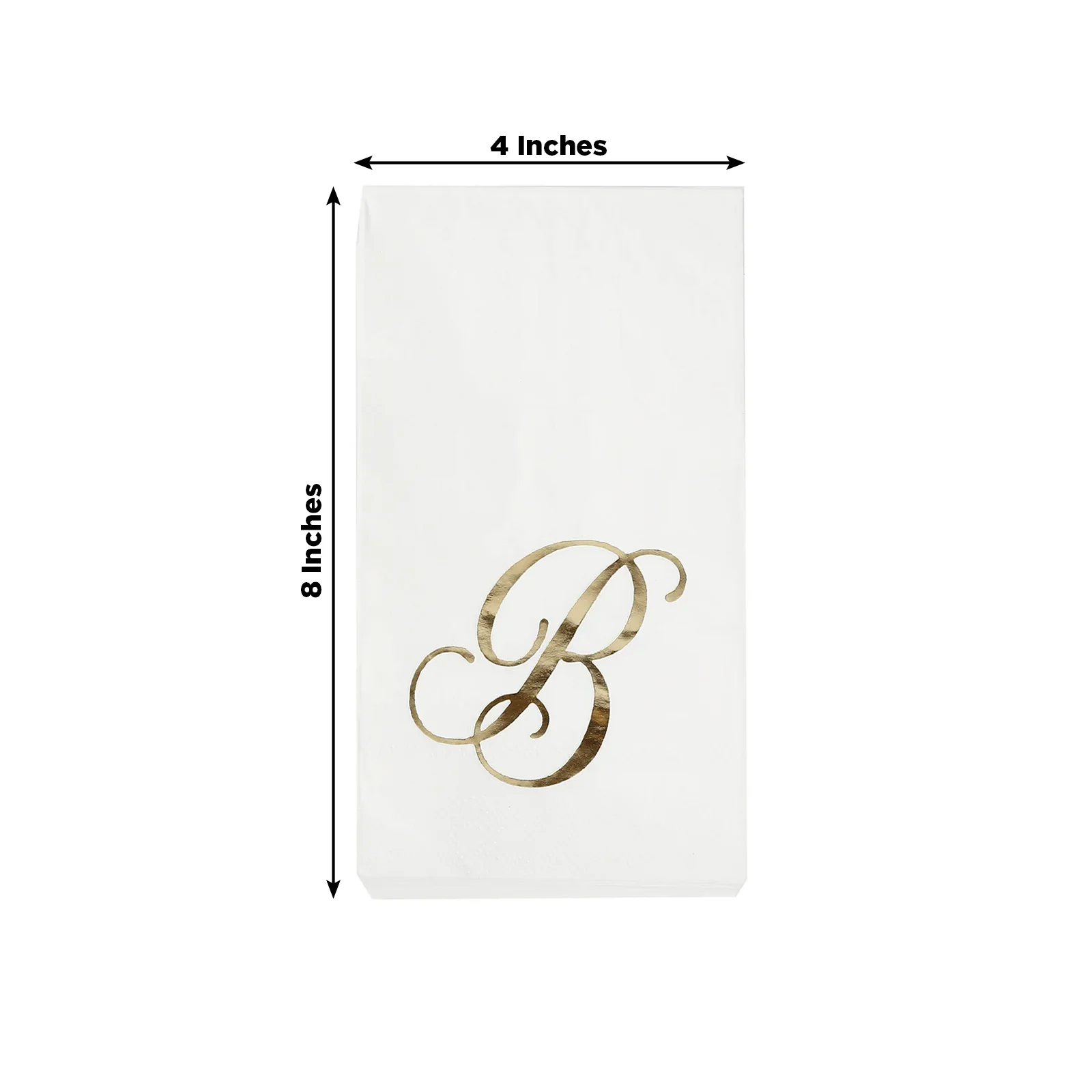 100 Paper Dinner Napkins White with Gold Foil Monogram "B" – 8"x4" Folded, Disposable Party Napkins - Image 3