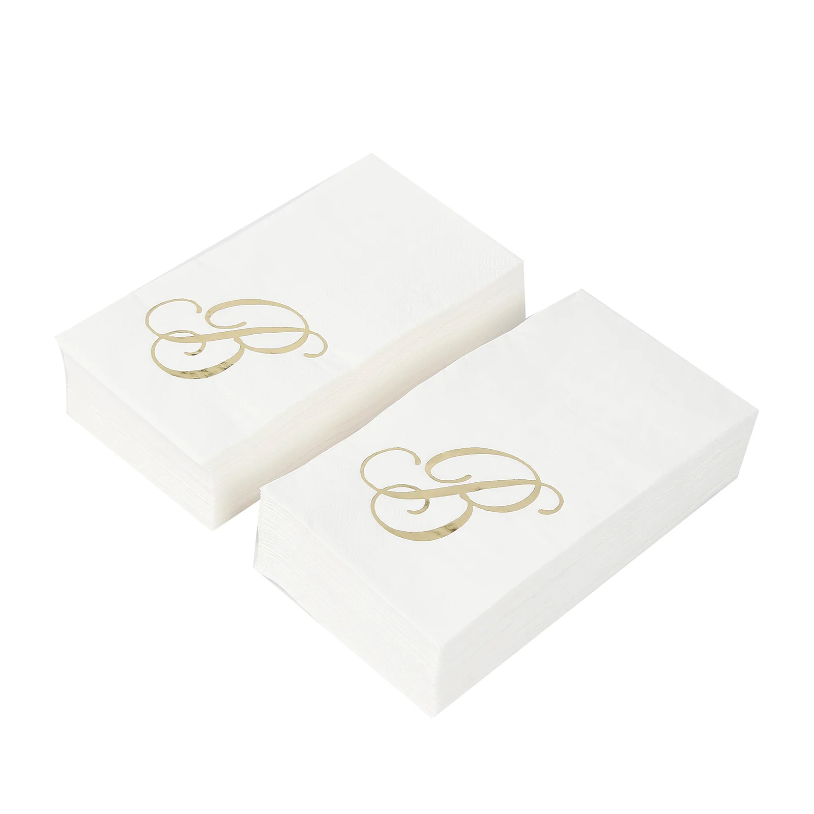 100 Paper Dinner Napkins White with Gold Foil Monogram "B" – 8"x4" Folded, Disposable Party Napkins - Image 6