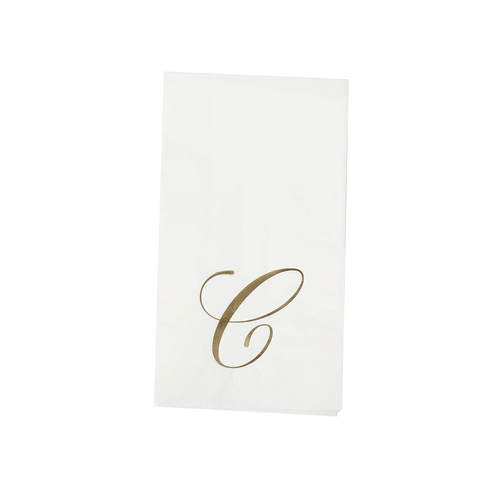 100 Paper Dinner Napkins White with Gold Foil Monogram "C" – 8"x4" Folded, Disposable Party Napkins - Image 2