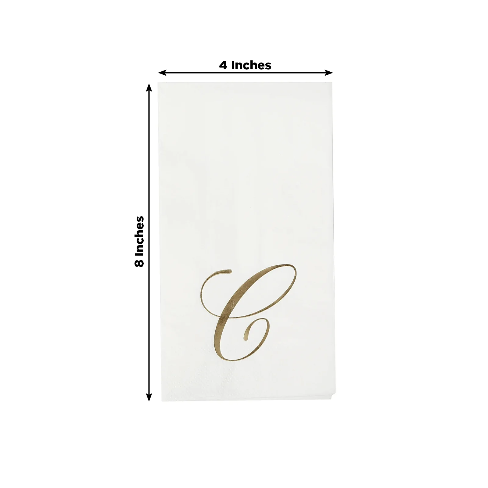 100 Paper Dinner Napkins White with Gold Foil Monogram "C" – 8"x4" Folded, Disposable Party Napkins - Image 3
