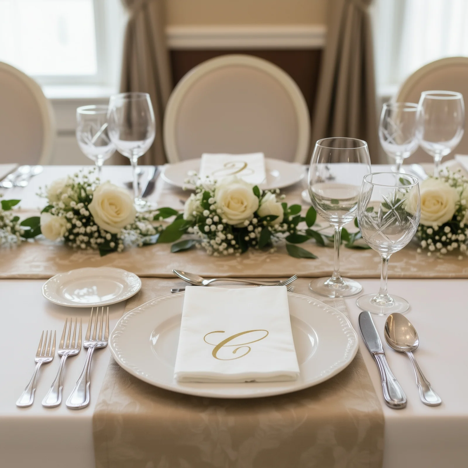 100 Paper Dinner Napkins White with Gold Foil Monogram "C" – 8"x4" Folded, Disposable Party Napkins - Image 7