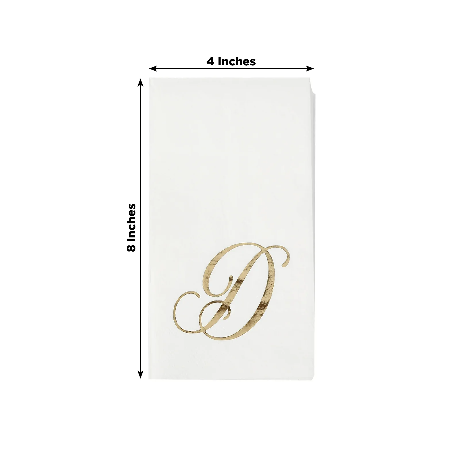 100 Paper Dinner Napkins White with Gold Foil Monogram "D" – 8"x4" Folded, Disposable Party Napkins - Image 3