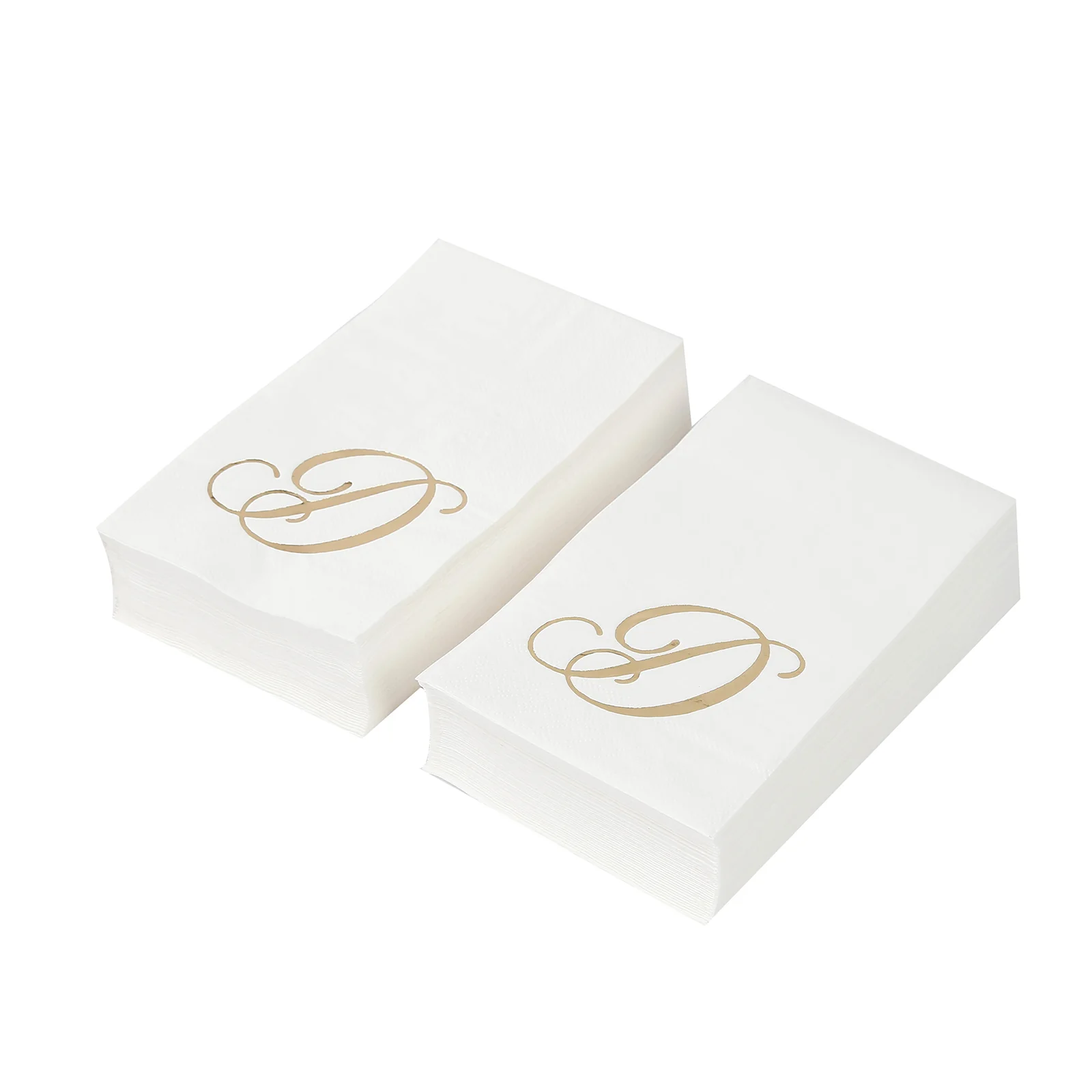 100 Paper Dinner Napkins White with Gold Foil Monogram "D" – 8"x4" Folded, Disposable Party Napkins - Image 6