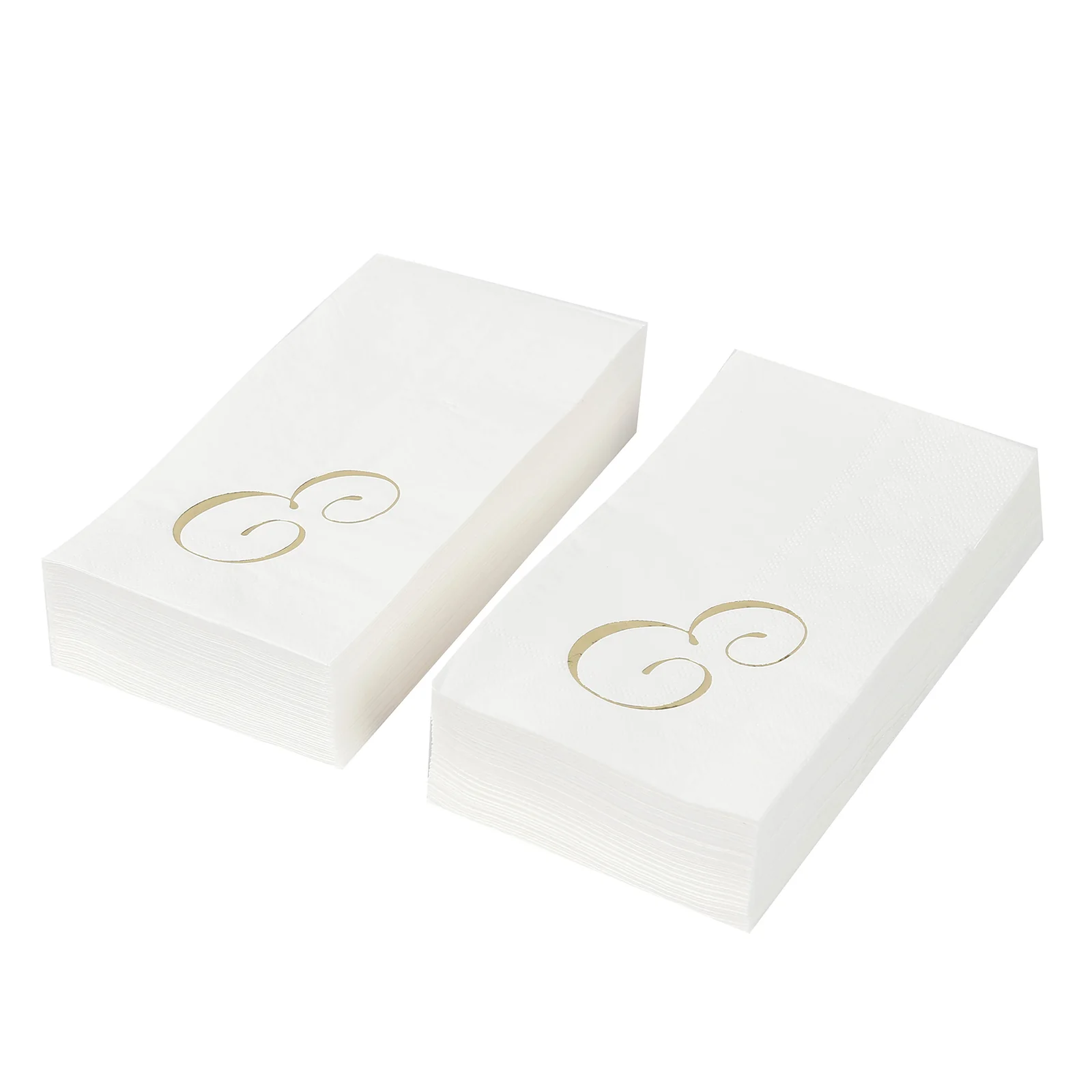 100 Paper Dinner Napkins White with Gold Foil Monogram "E" – 8"x4" Folded, Disposable Party Napkins - Image 6