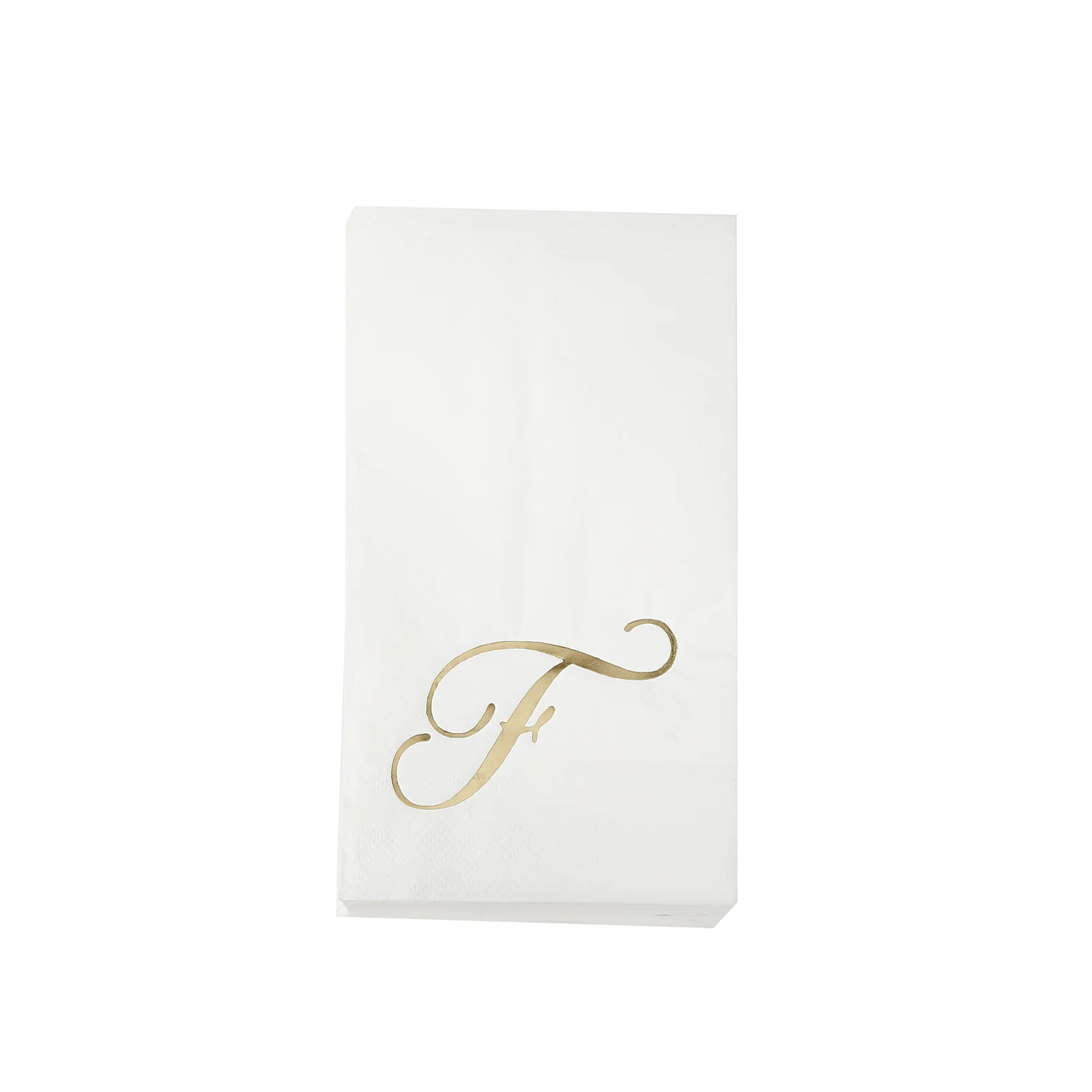 100 Paper Dinner Napkins White with Gold Foil Monogram "F" – 8"x4" Folded, Disposable Party Napkins - Image 2