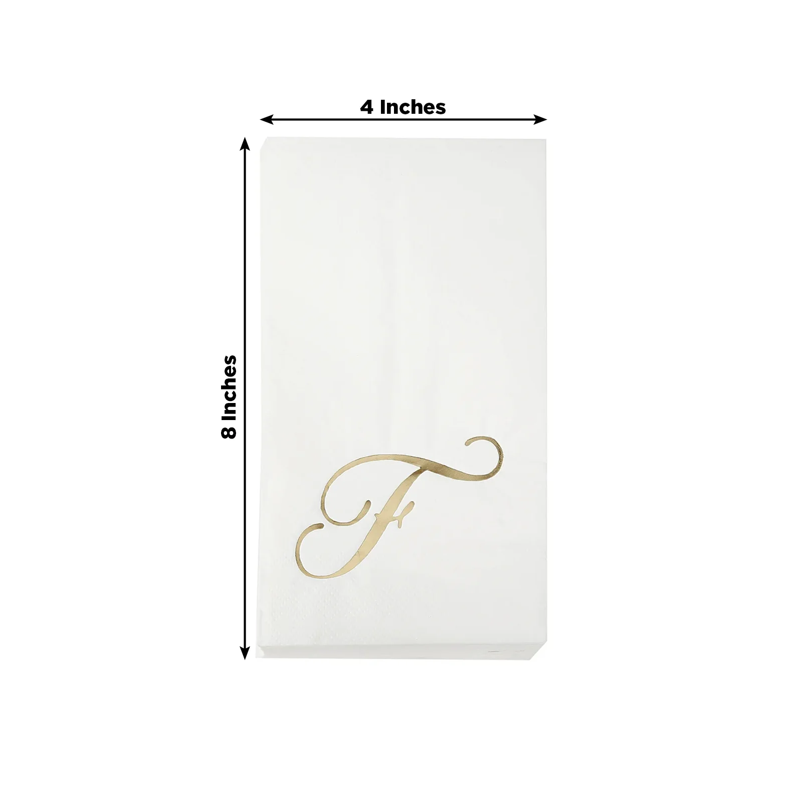 100 Paper Dinner Napkins White with Gold Foil Monogram "F" – 8"x4" Folded, Disposable Party Napkins - Image 3