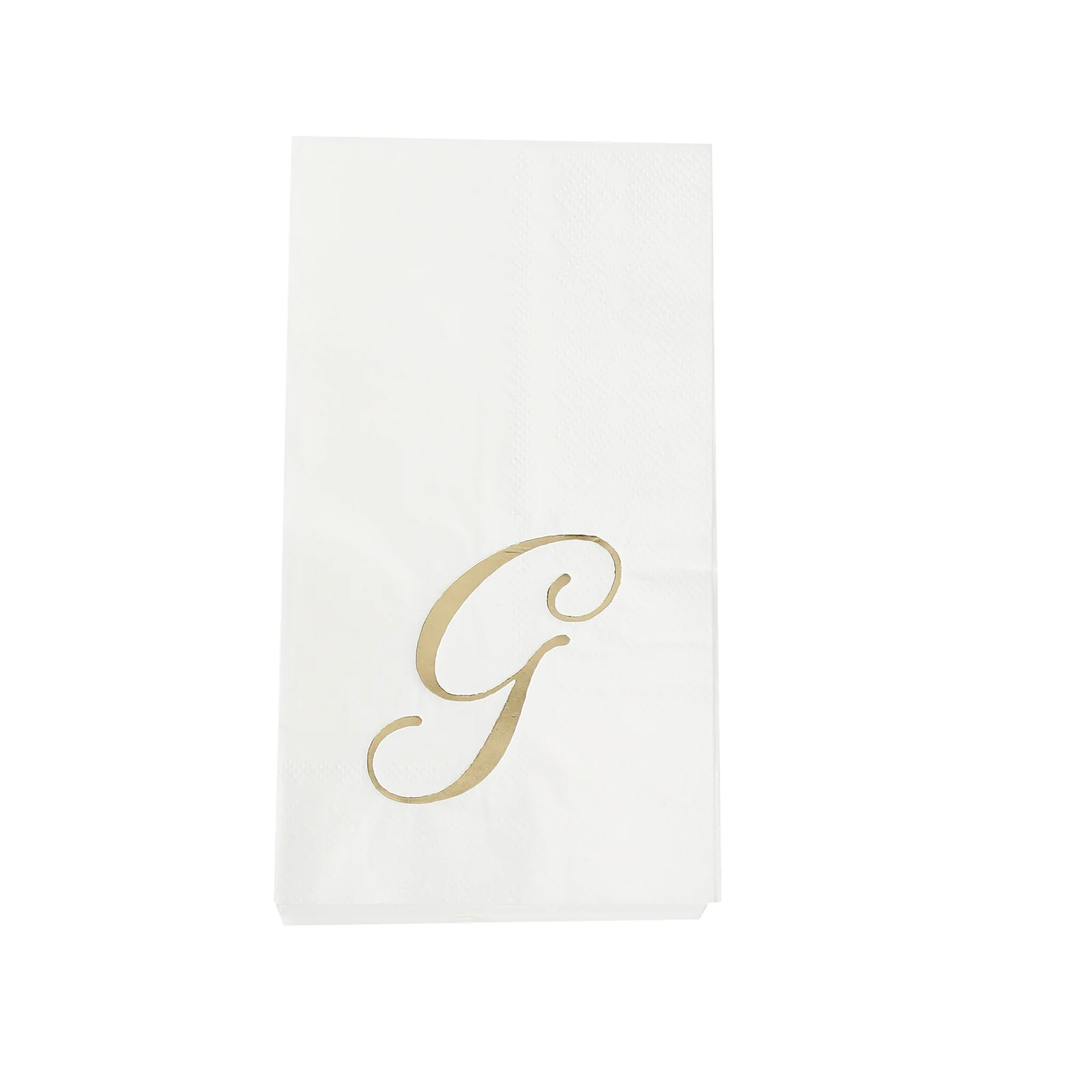 100 Paper Dinner Napkins White with Gold Foil Monogram "G" – 8"x4" Folded, Disposable Party Napkins - Image 2