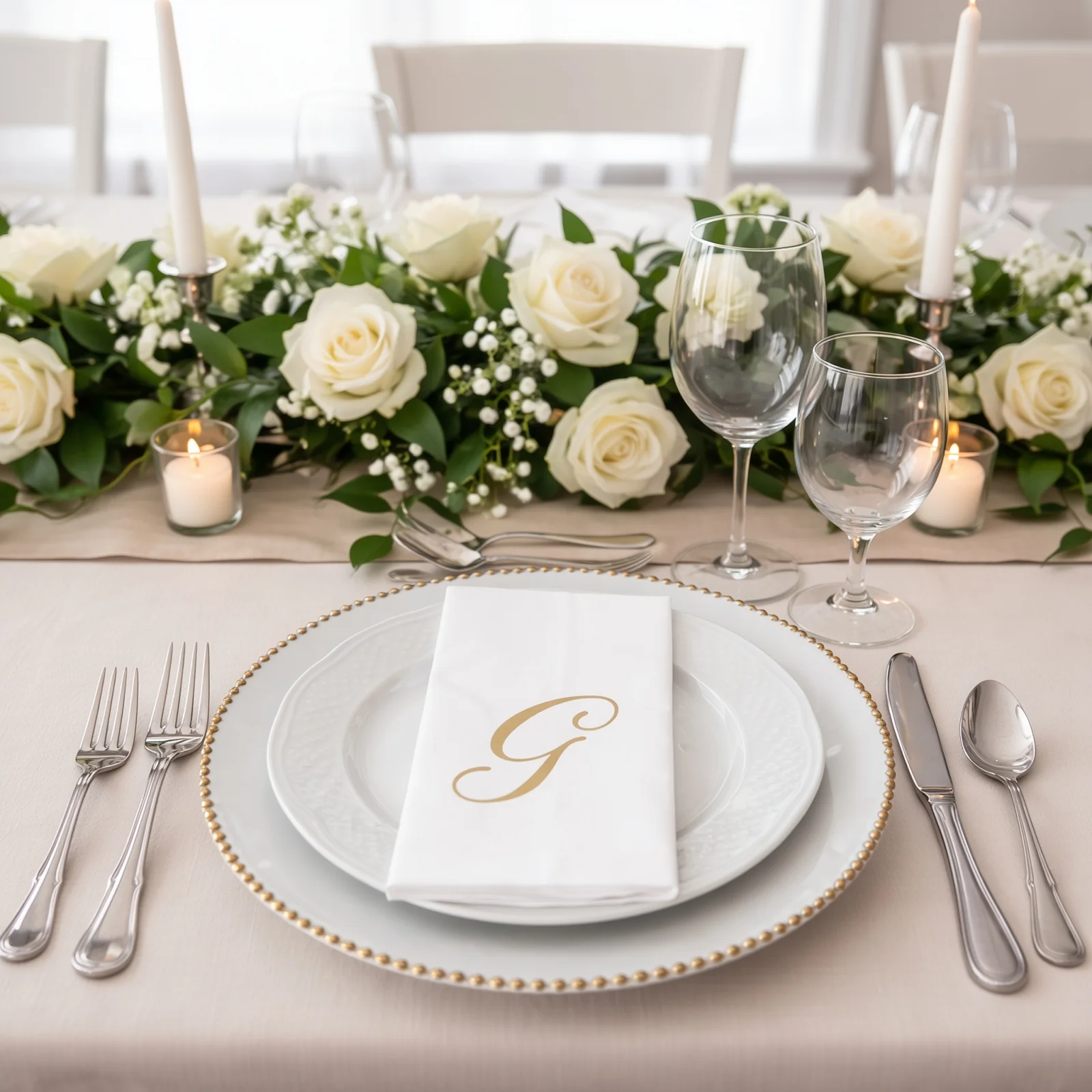 100 Paper Dinner Napkins White with Gold Foil Monogram "G" – 8"x4" Folded, Disposable Party Napkins - Image 8