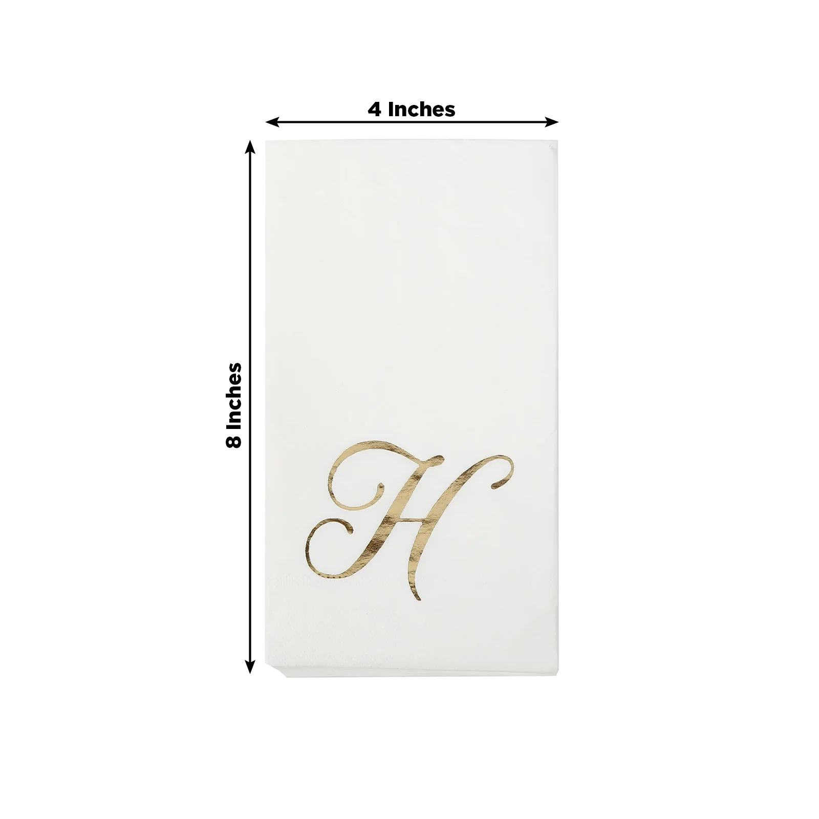 100 Paper Dinner Napkins White with Gold Foil Monogram "H" – 8"x4" Folded, Disposable Party Napkins - Image 3