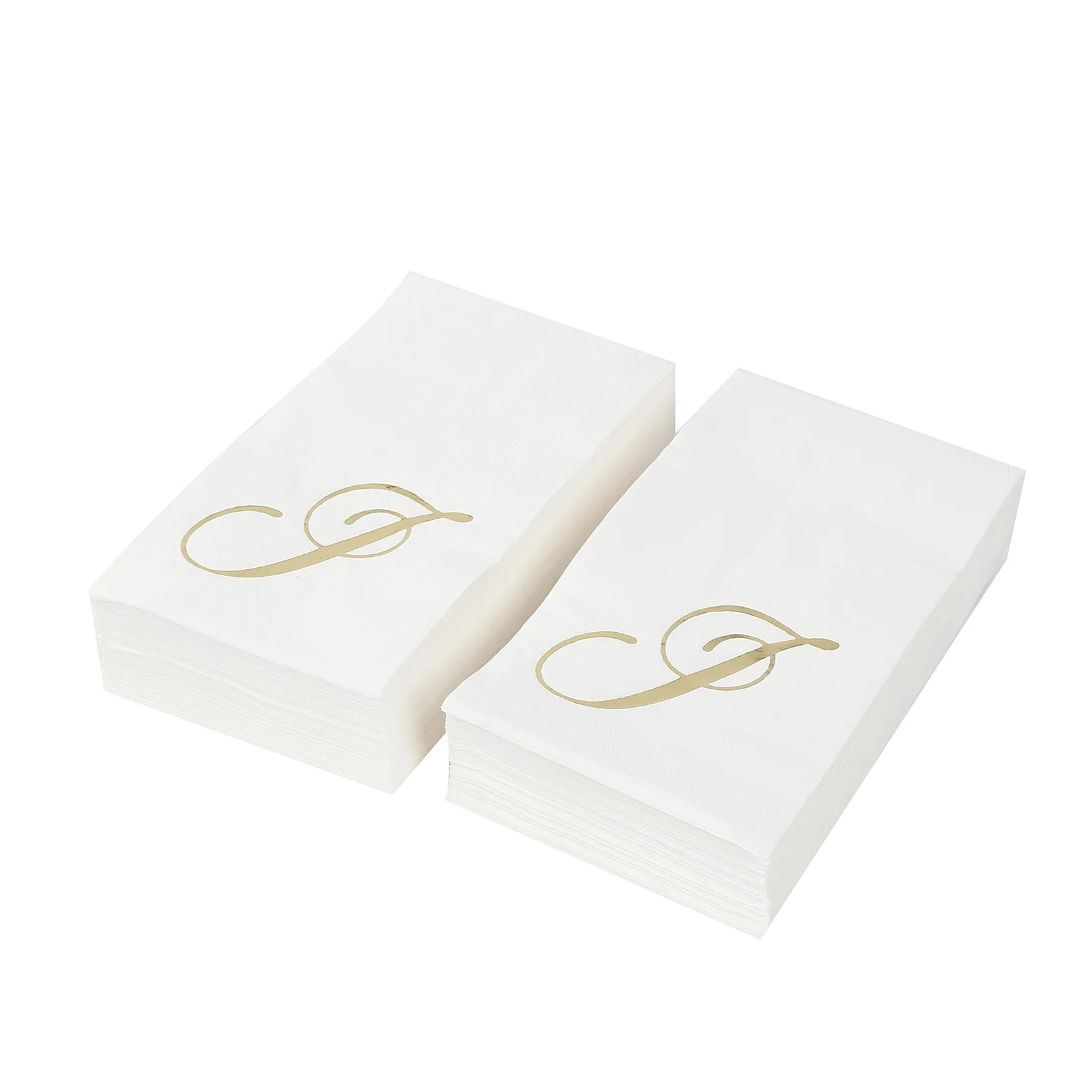 100 Paper Dinner Napkins White with Gold Foil Monogram "J" – 8"x4" Folded, Disposable Party Napkins - Image 6