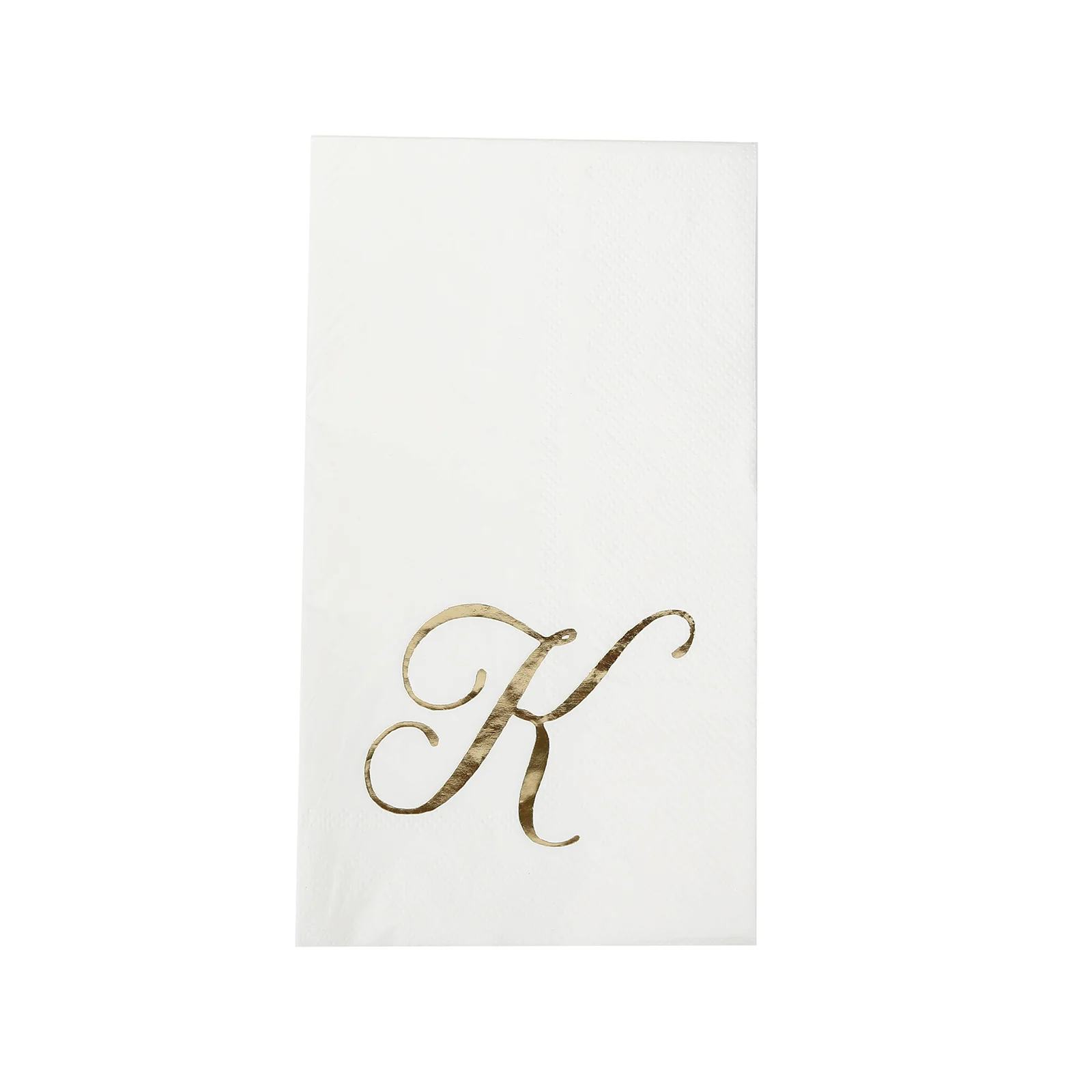 100 Paper Dinner Napkins White with Gold Foil Monogram "K" – 8"x4" Folded, Disposable Party Napkins - Image 2