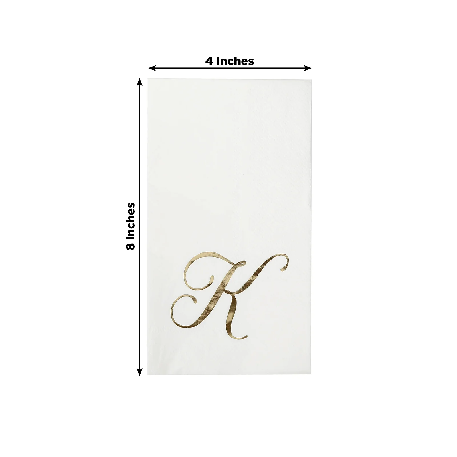 100 Paper Dinner Napkins White with Gold Foil Monogram "K" – 8"x4" Folded, Disposable Party Napkins - Image 3