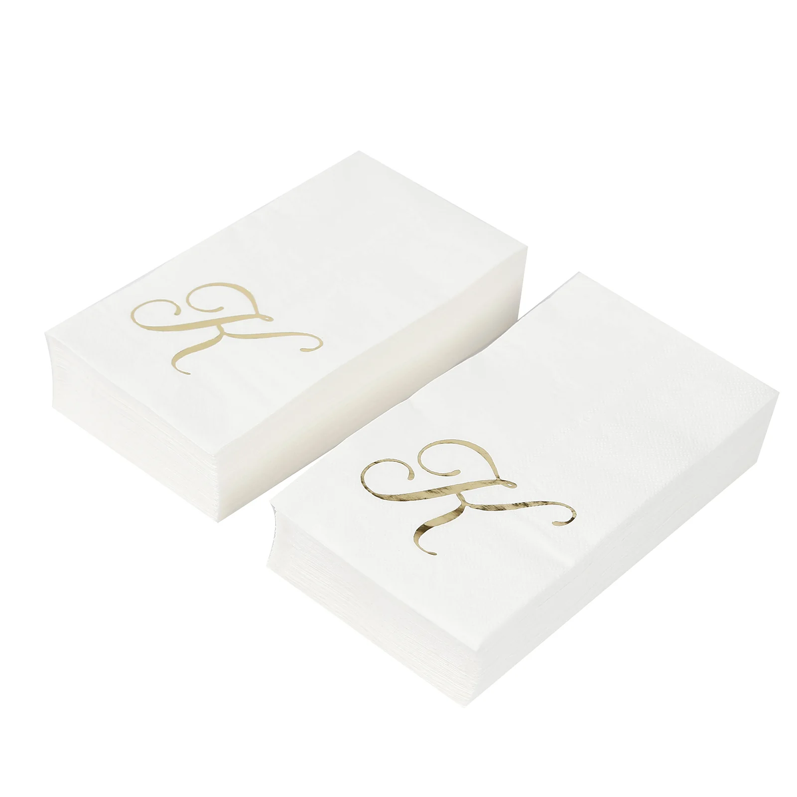 100 Paper Dinner Napkins White with Gold Foil Monogram "K" – 8"x4" Folded, Disposable Party Napkins - Image 9