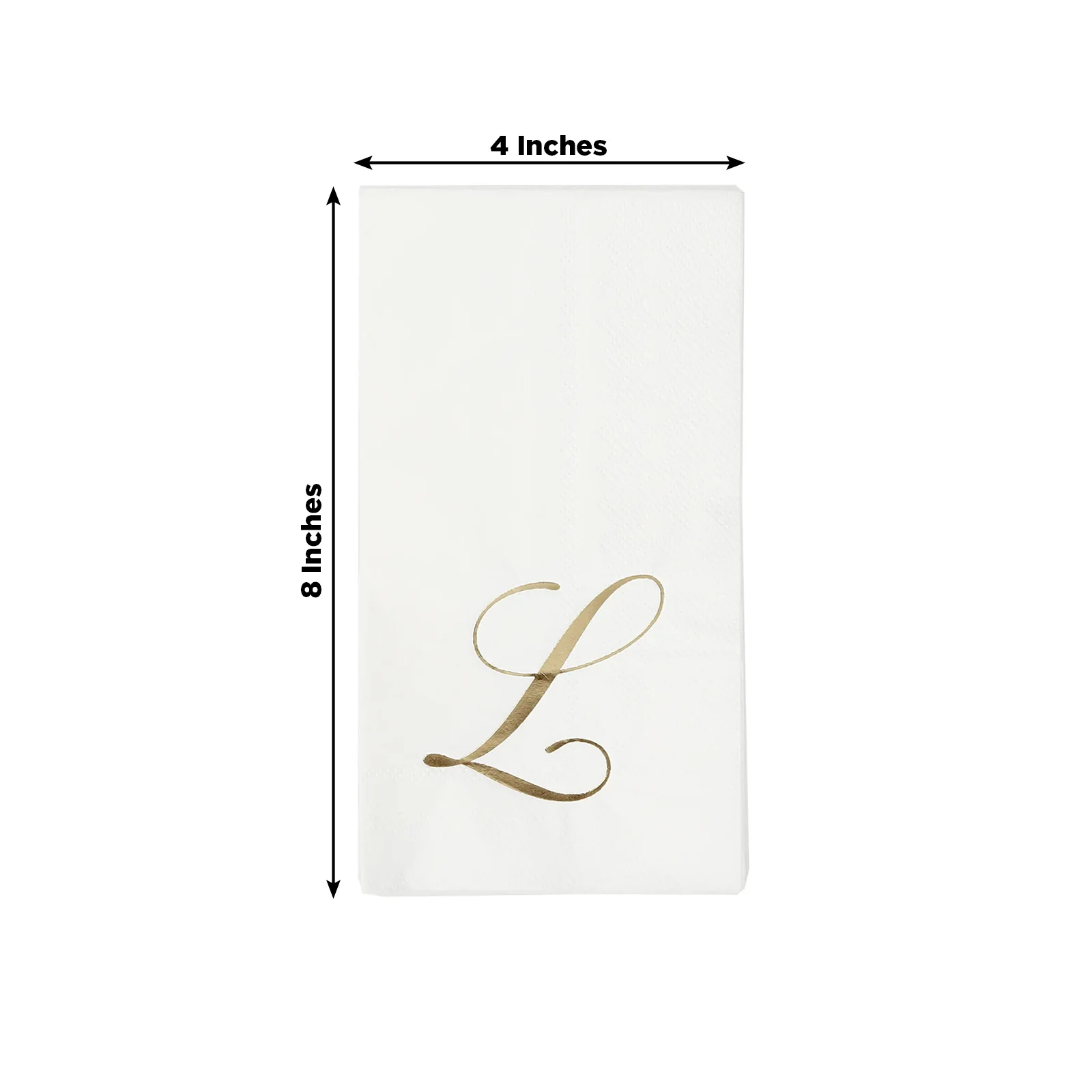100 Paper Dinner Napkins White with Gold Foil Monogram "L" – 8"x4" Folded, Disposable Party Napkins - Image 3