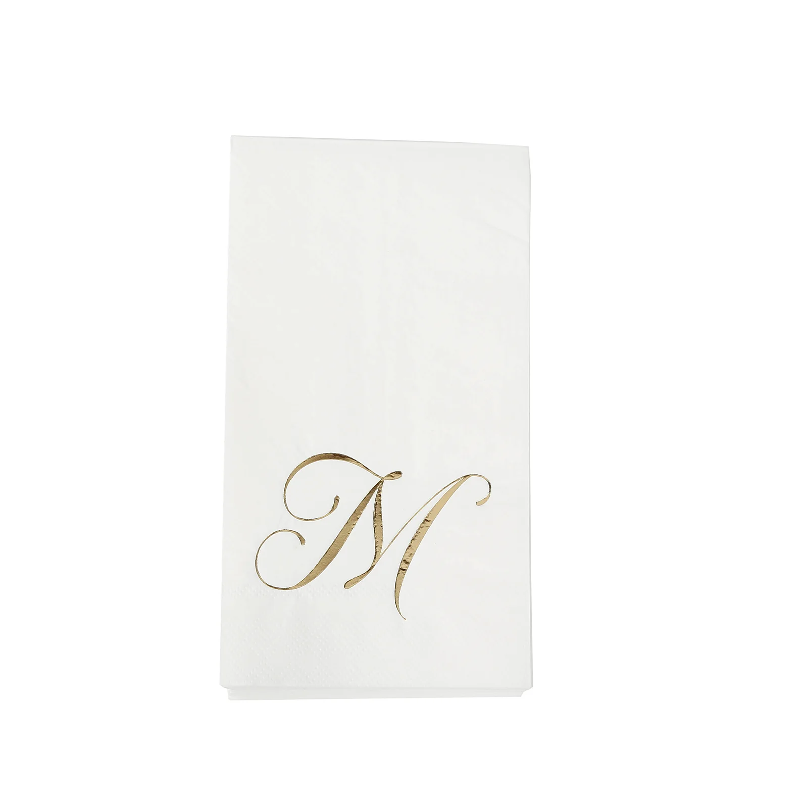 100 Paper Dinner Napkins White with Gold Foil Monogram "M" – 8"x4" Folded, Disposable Party Napkins - Image 2
