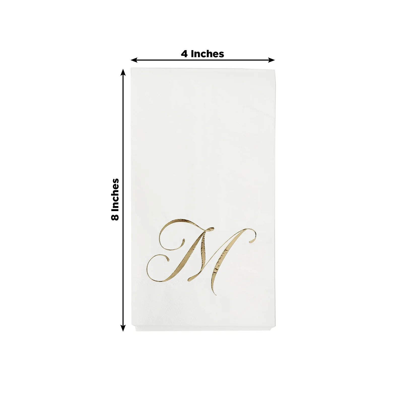 100 Paper Dinner Napkins White with Gold Foil Monogram "M" – 8"x4" Folded, Disposable Party Napkins - Image 3