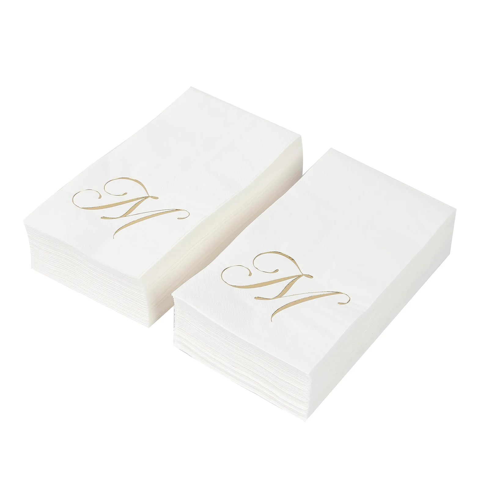 100 Paper Dinner Napkins White with Gold Foil Monogram "M" – 8"x4" Folded, Disposable Party Napkins - Image 7