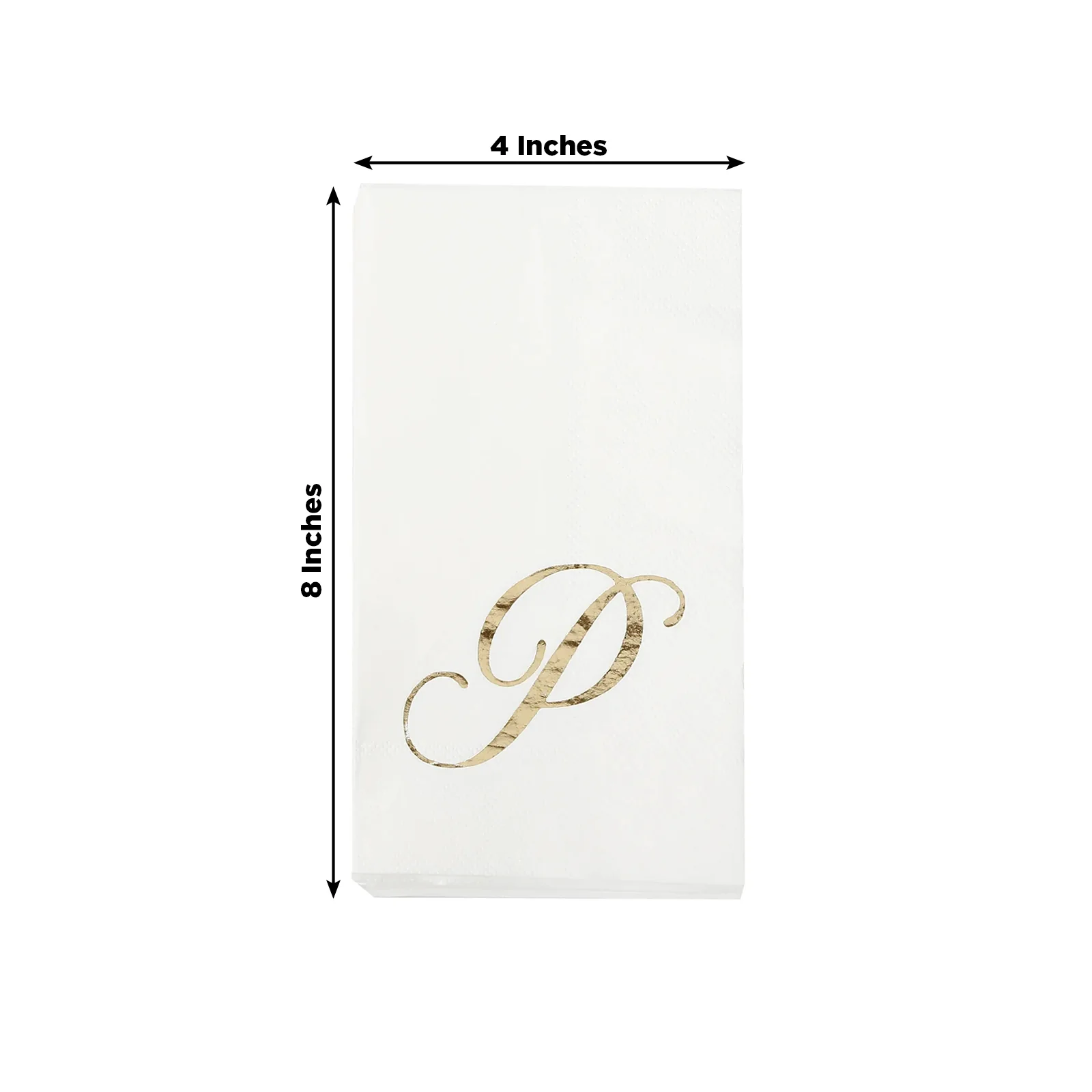 100 Paper Dinner Napkins White with Gold Foil Monogram "P" – 8"x4" Folded, Disposable Party Napkins - Image 3