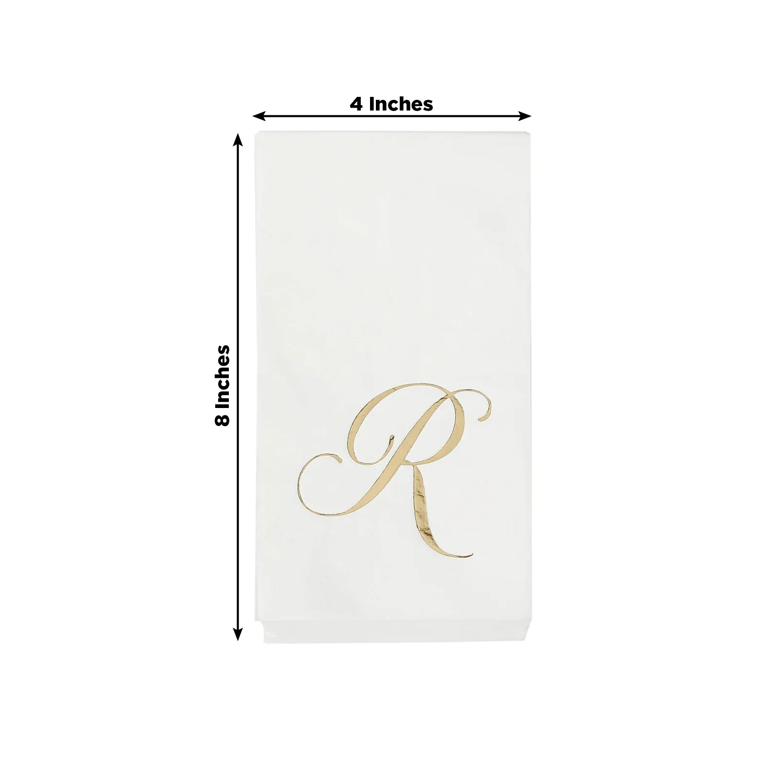 100 Paper Dinner Napkins White with Gold Foil Monogram "R" – 8"x4" Folded, Disposable Party Napkins - Image 3