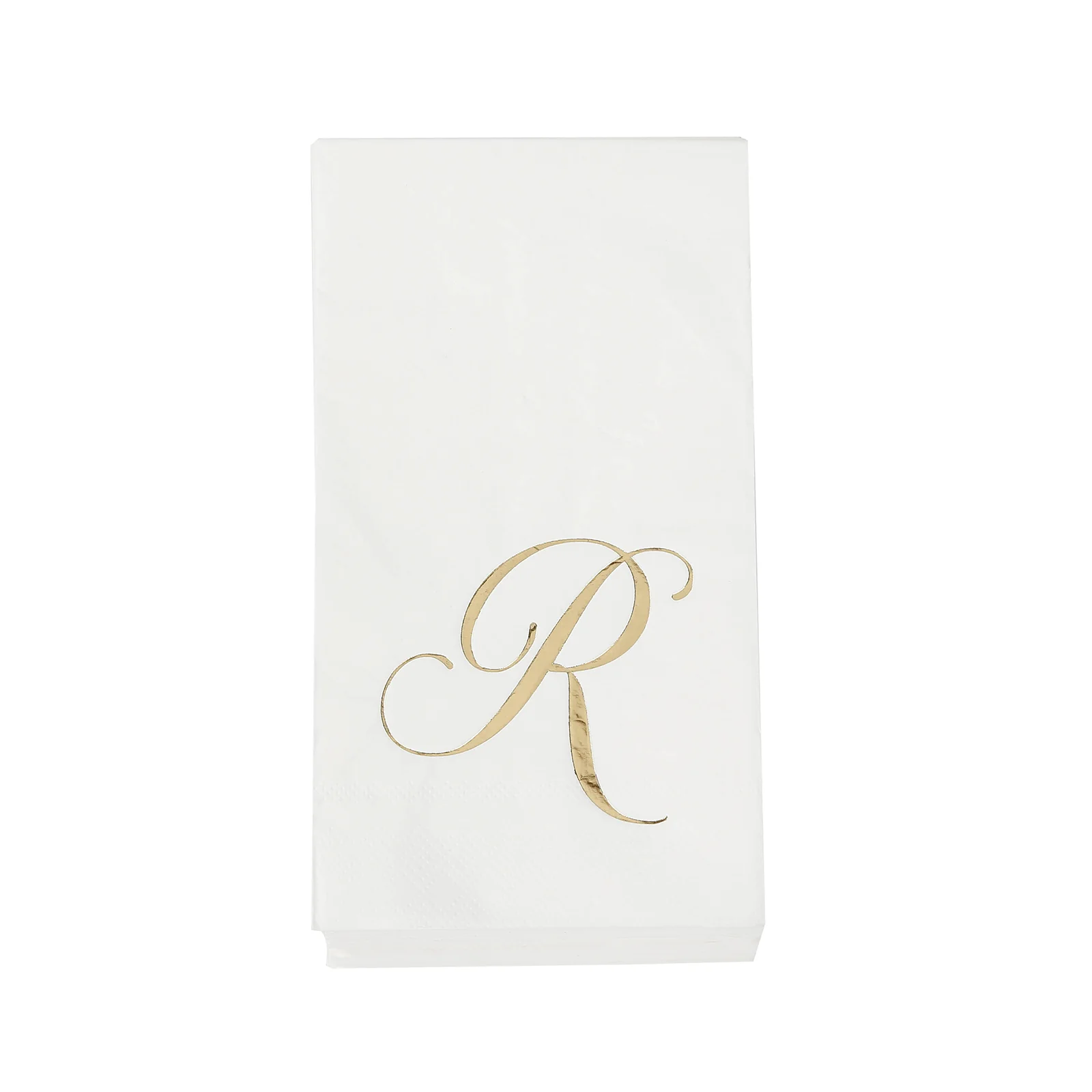 100 Paper Dinner Napkins White with Gold Foil Monogram "R" – 8"x4" Folded, Disposable Party Napkins - Image 7