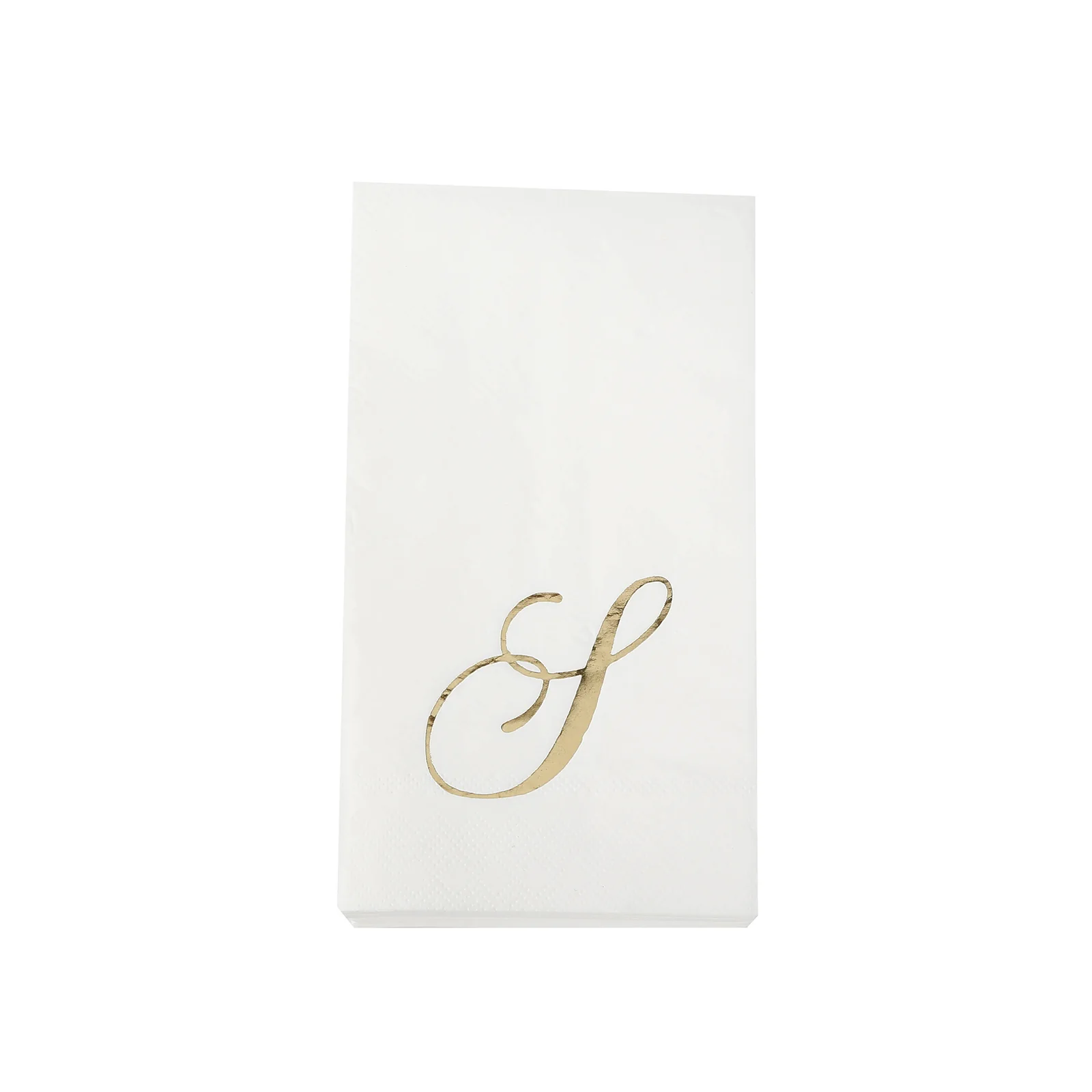 100 Paper Dinner Napkins White with Gold Foil Monogram "S" – 8"x4" Folded, Disposable Party Napkins - Image 2