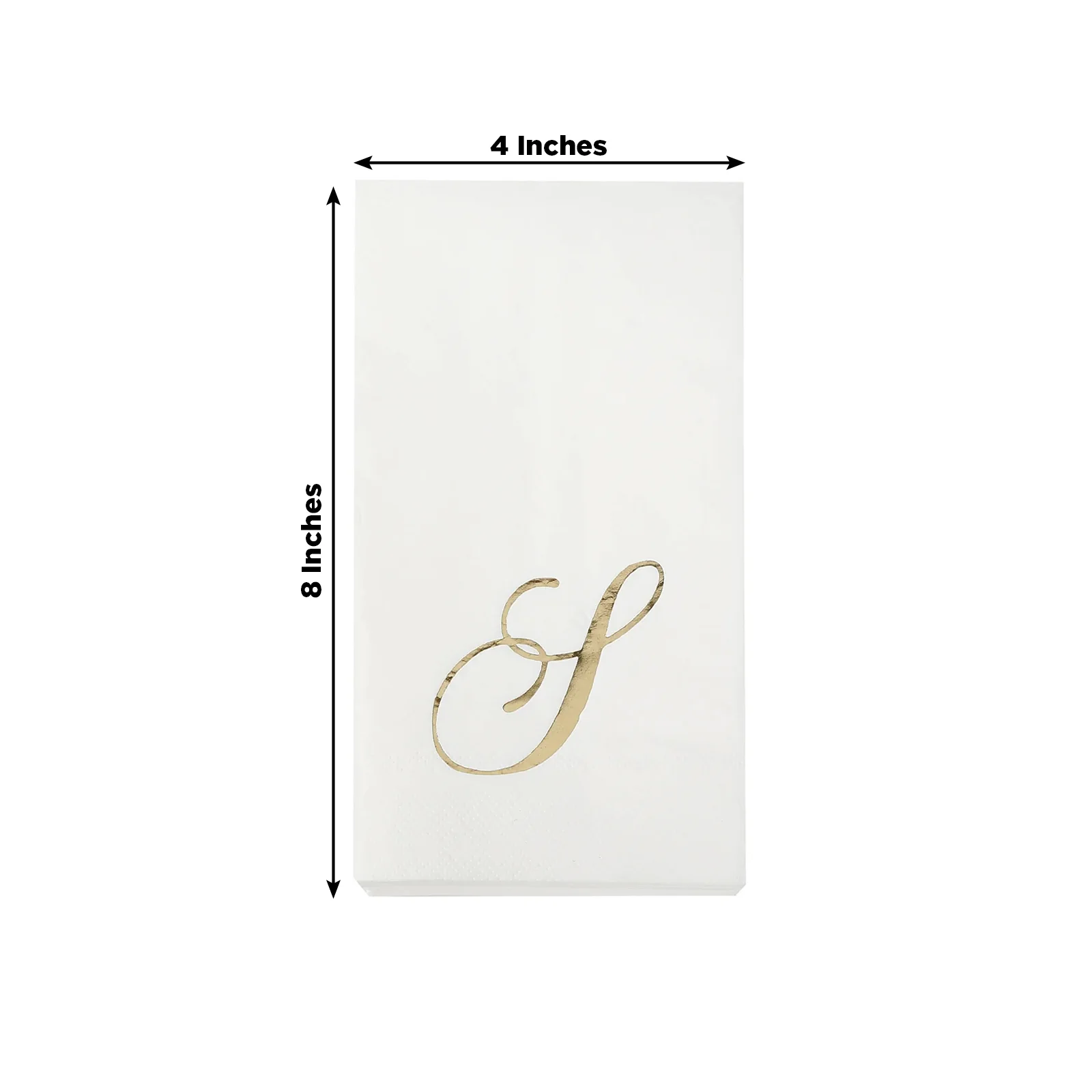 100 Paper Dinner Napkins White with Gold Foil Monogram "S" – 8"x4" Folded, Disposable Party Napkins - Image 3