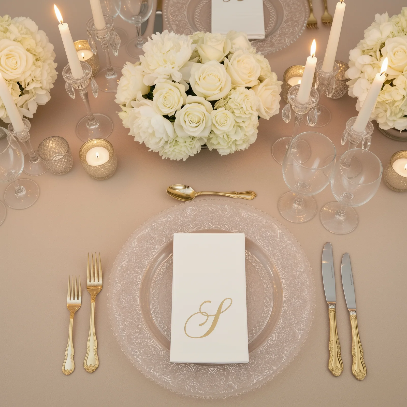 100 Paper Dinner Napkins White with Gold Foil Monogram "S" – 8"x4" Folded, Disposable Party Napkins - Image 7