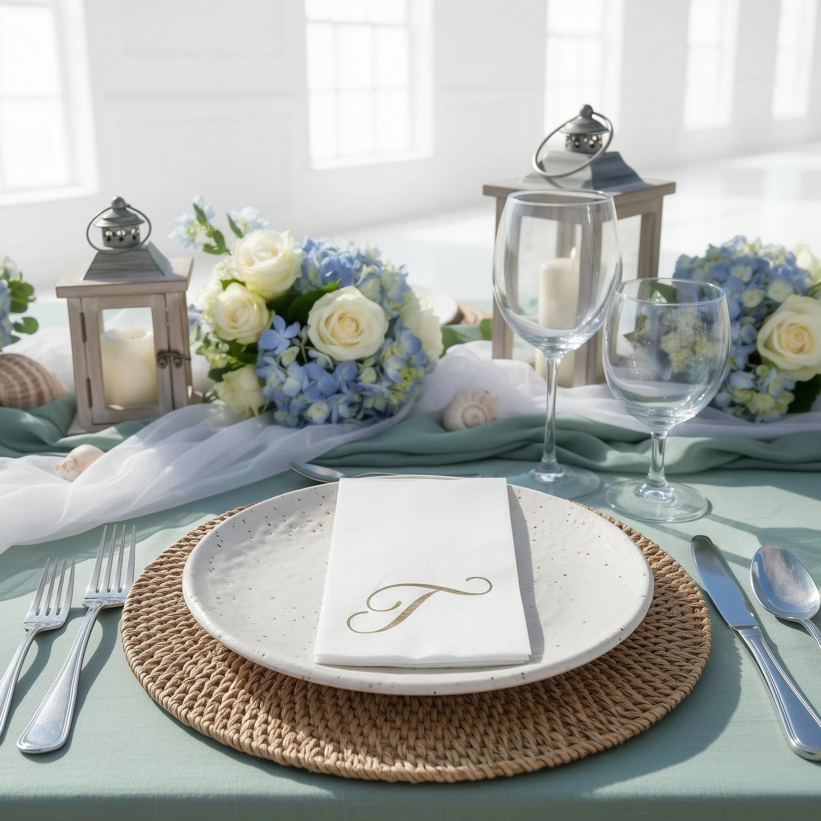 100 Paper Dinner Napkins White with Gold Foil Monogram "T" – 8"x4" Folded, Disposable Party Napkins - Image 9