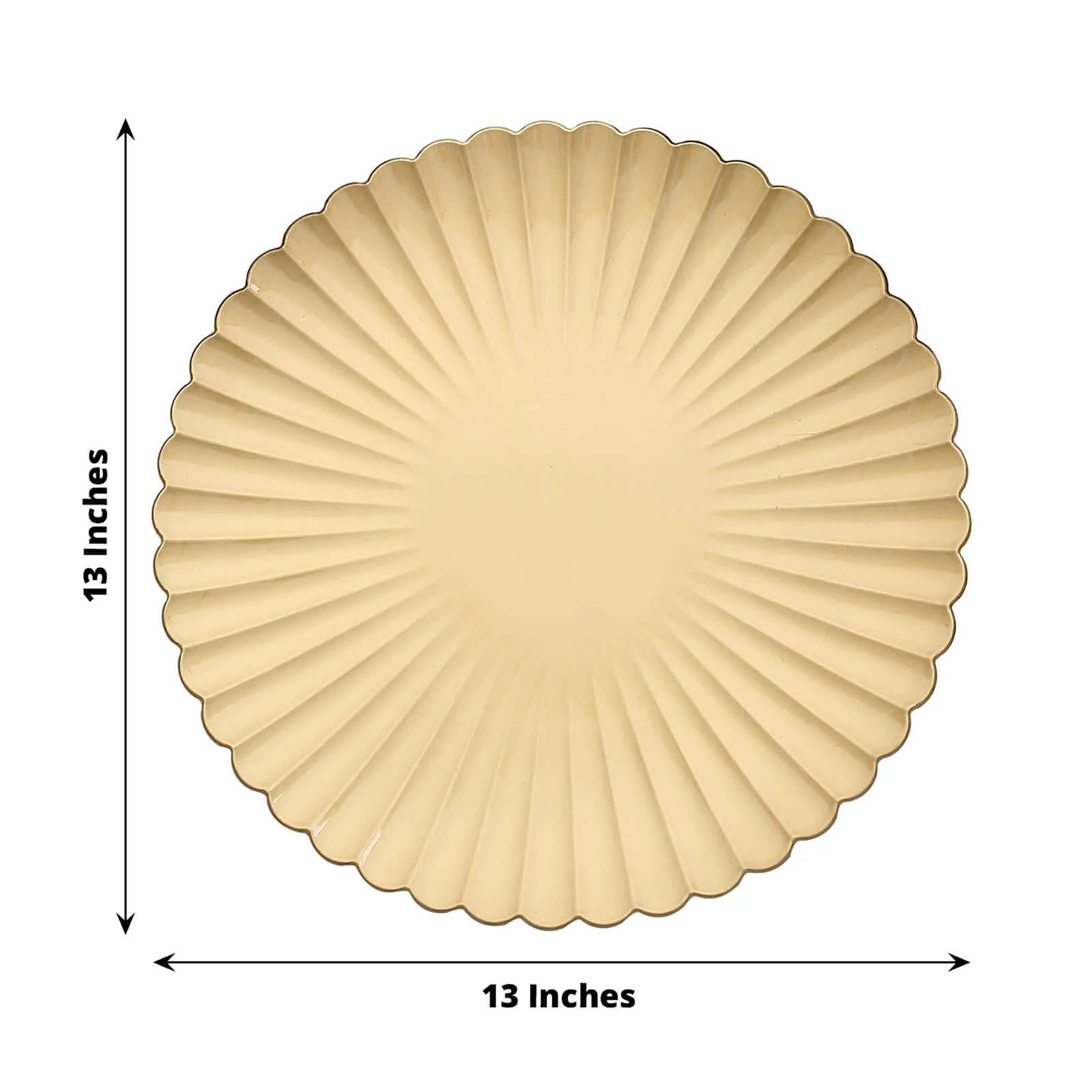 6-Pack Plastic Round Charger Plates 13" in Gold with Scalloped Shell Pattern, Coastal Inspired Disposable Charger Tableware - Image 4