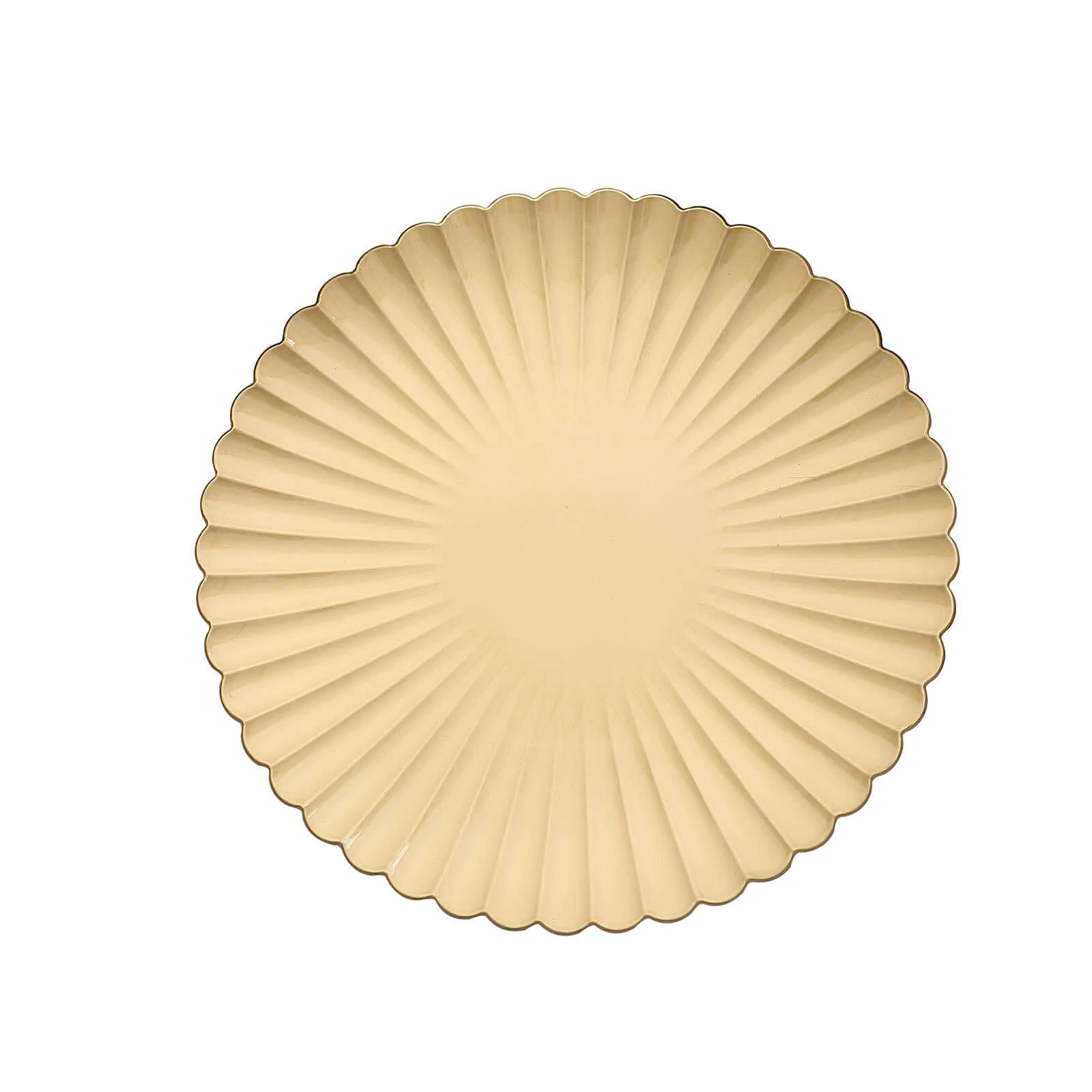 6-Pack Plastic Round Charger Plates 13" in Gold with Scalloped Shell Pattern, Coastal Inspired Disposable Charger Tableware - Image 7