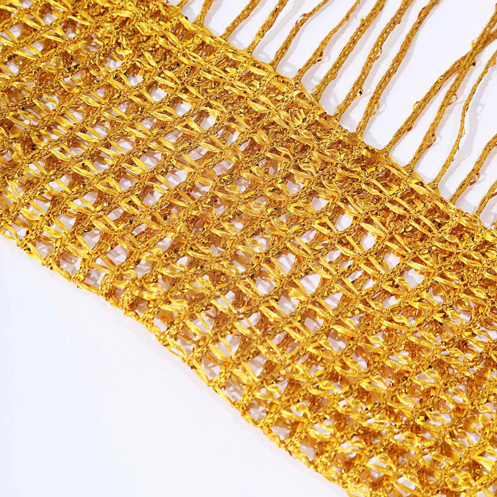3ftx8ft Gold Silk Tassel String Curtains, Decorative Room Divider Panels - Image 10