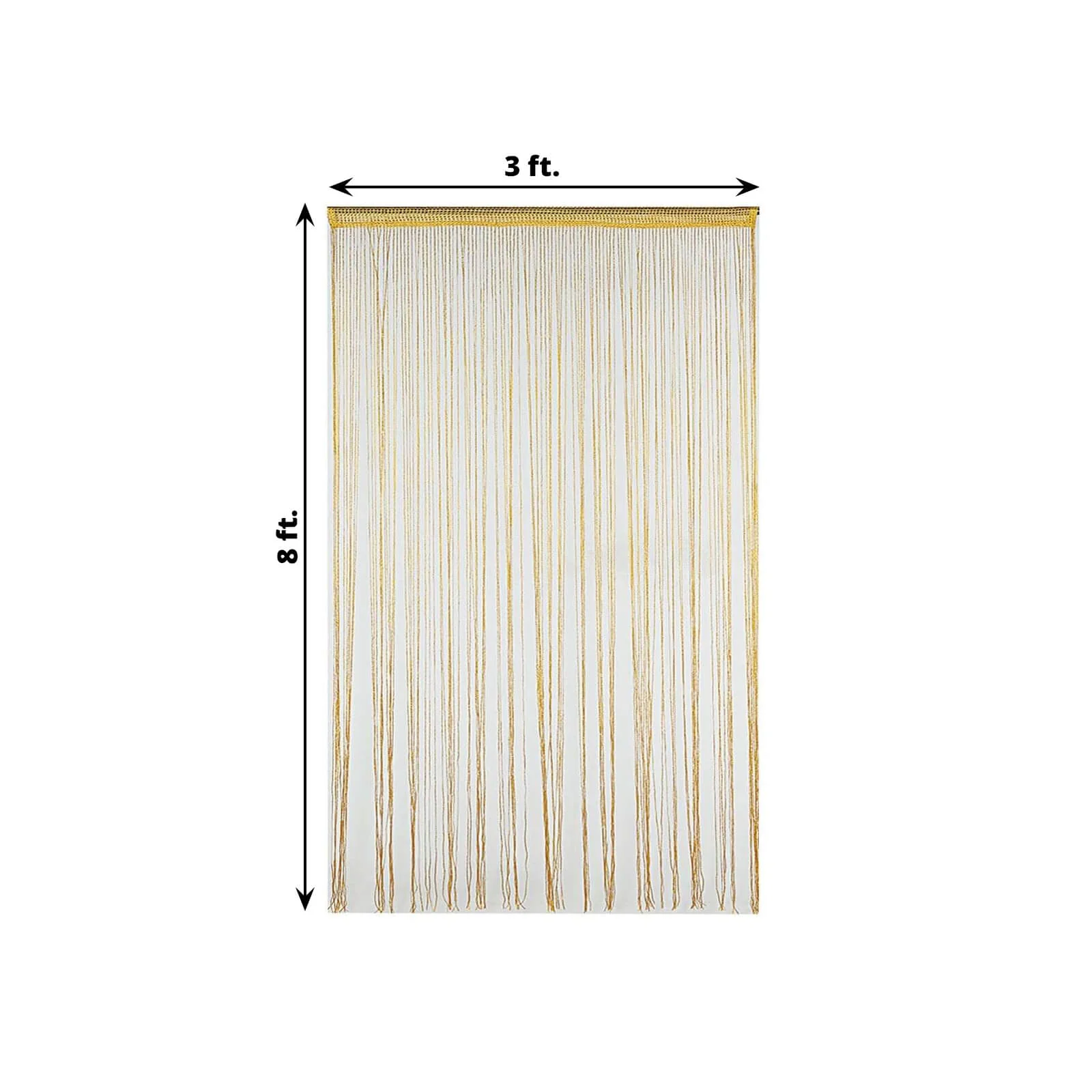 3ftx8ft Gold Silk Tassel String Curtains, Decorative Room Divider Panels - Image 3