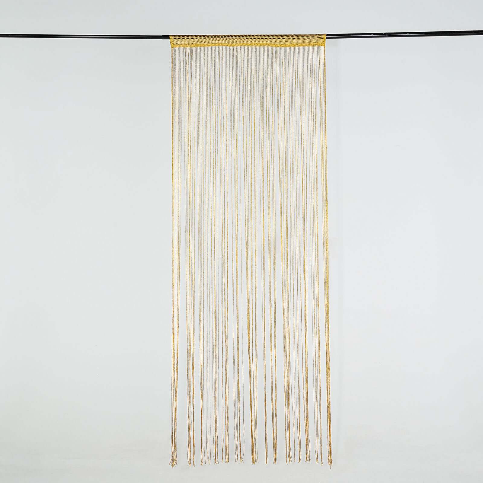 3ftx8ft Gold Silk Tassel String Curtains, Decorative Room Divider Panels - Image 5