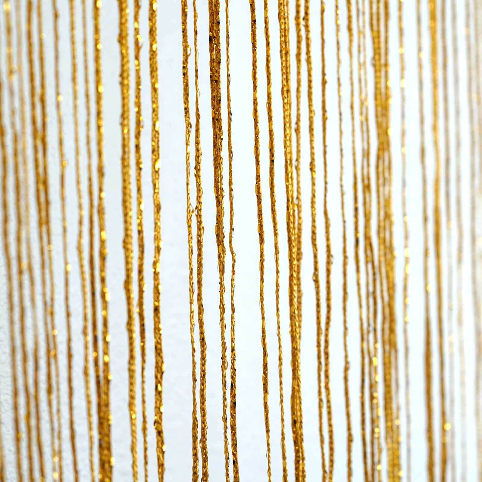 3ftx8ft Gold Silk Tassel String Curtains, Decorative Room Divider Panels - Image 6