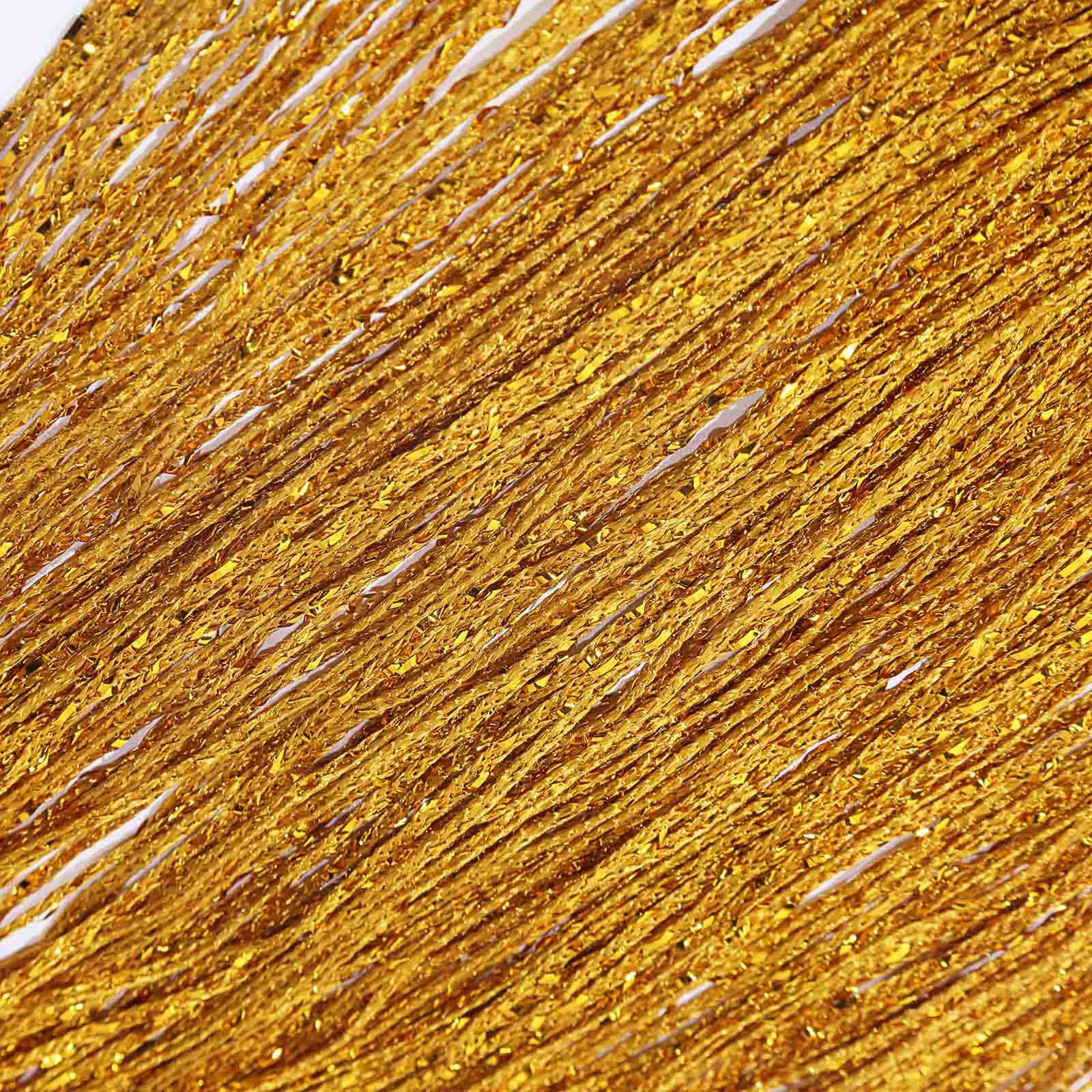3ftx8ft Gold Silk Tassel String Curtains, Decorative Room Divider Panels - Image 8